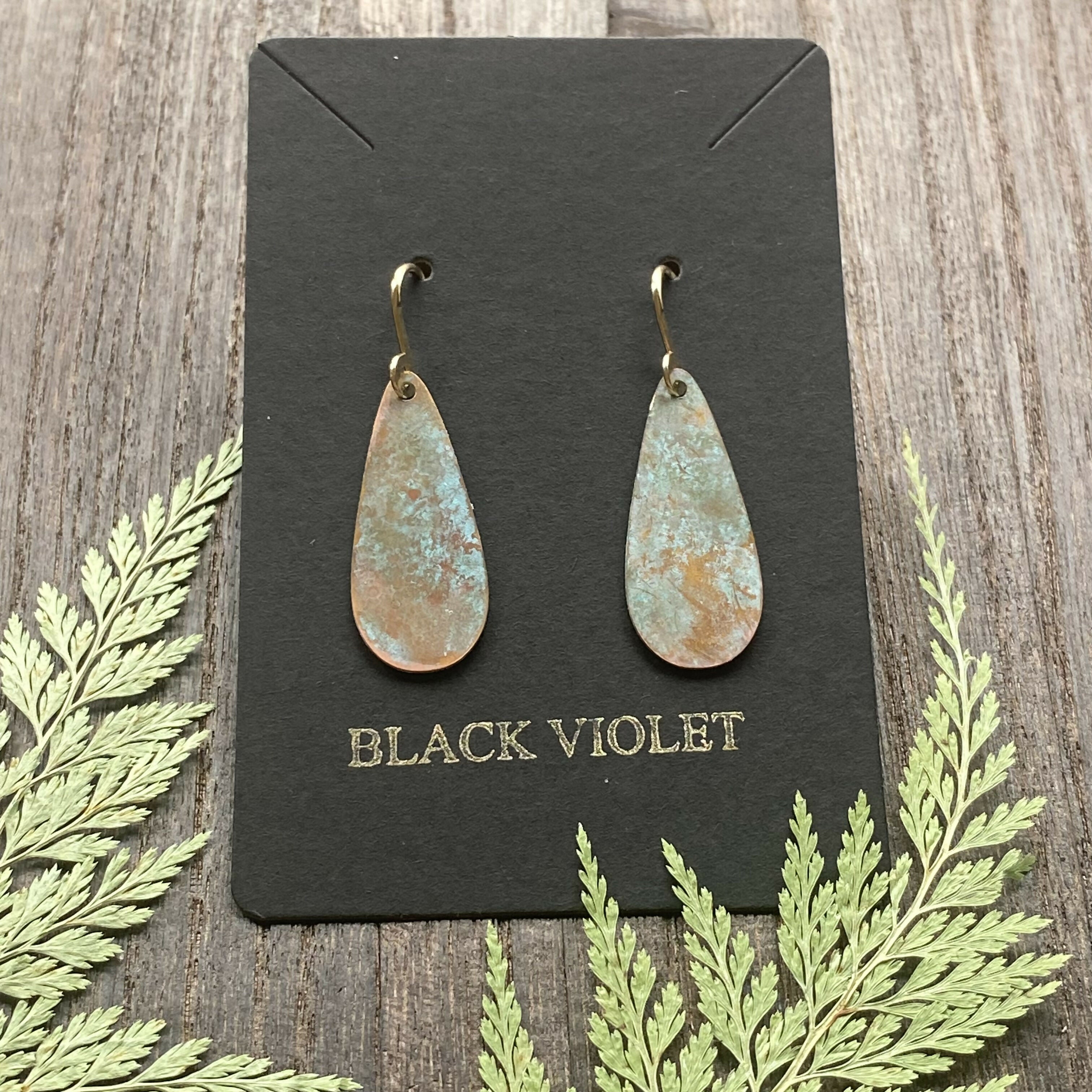COPPER EARRINGS WITH VERDIGRIS PATINA