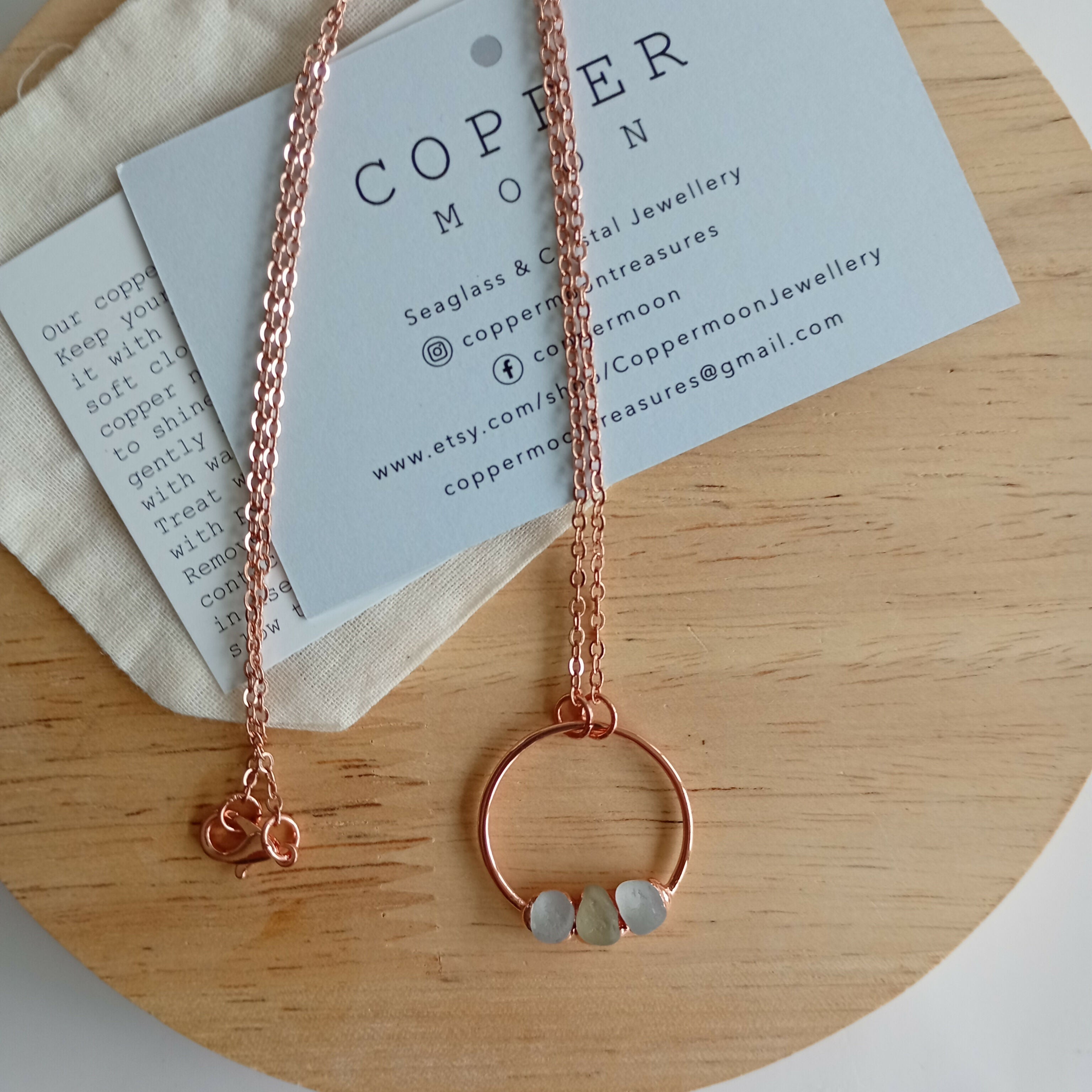 Triple Seaglass Moon Necklace