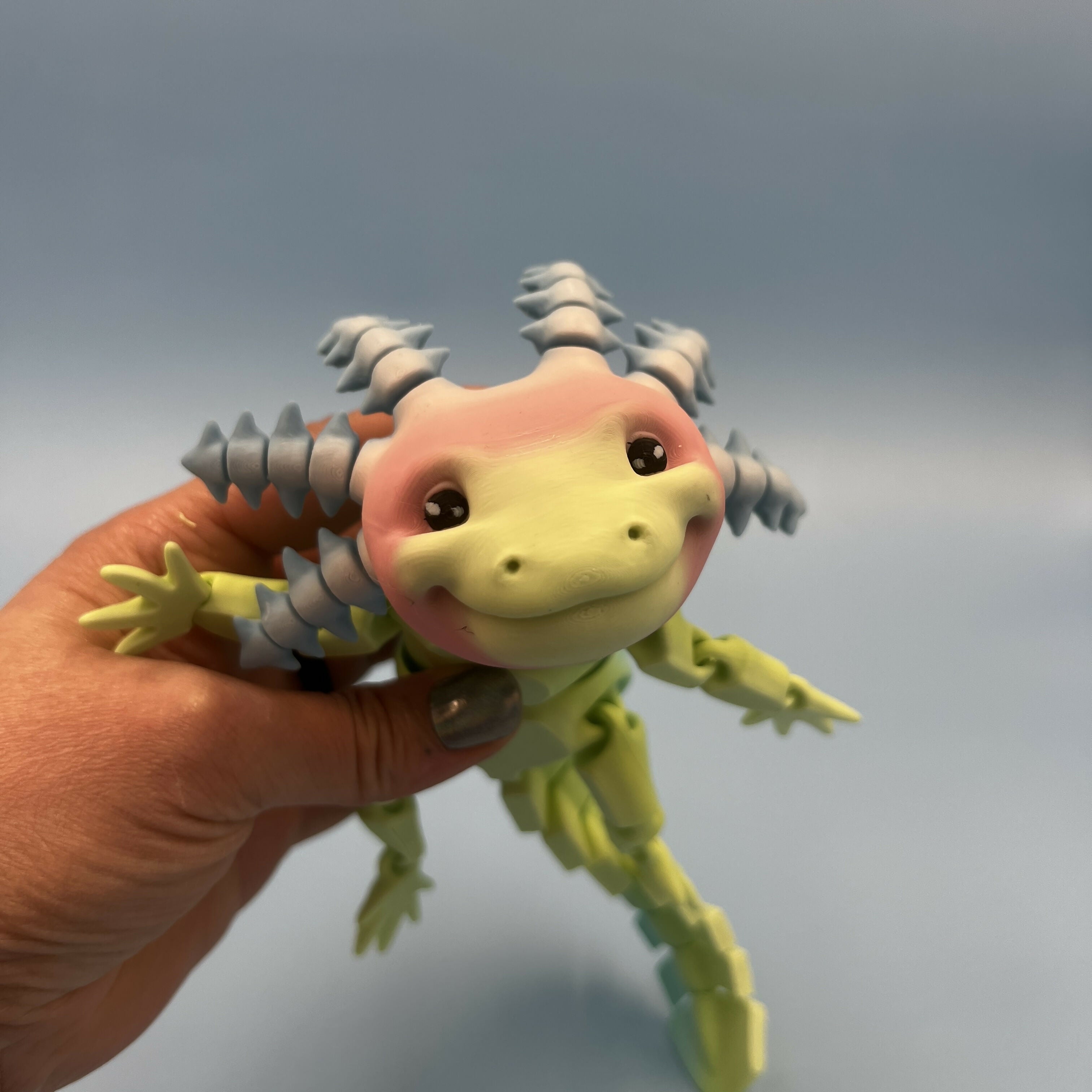 3D Printed LARGE: Articulated Sensory Fidget Animals friends Axolotl (Ice cream Rainbow) 25cm