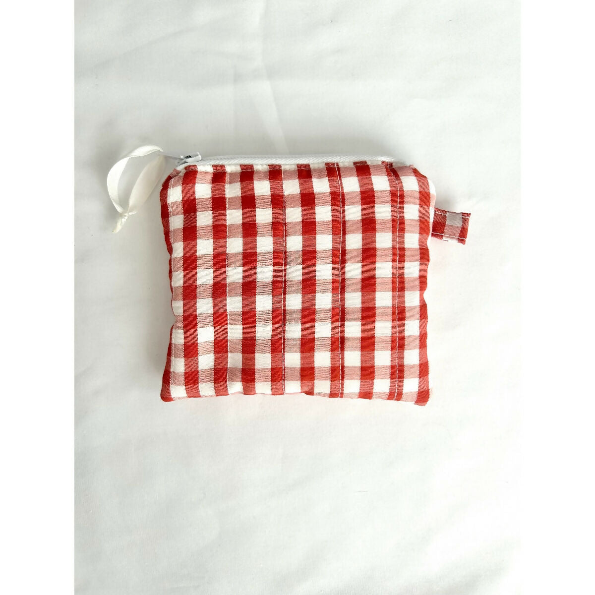 Burnt Orange Gingham Quilted Coin Purse / Card Holder