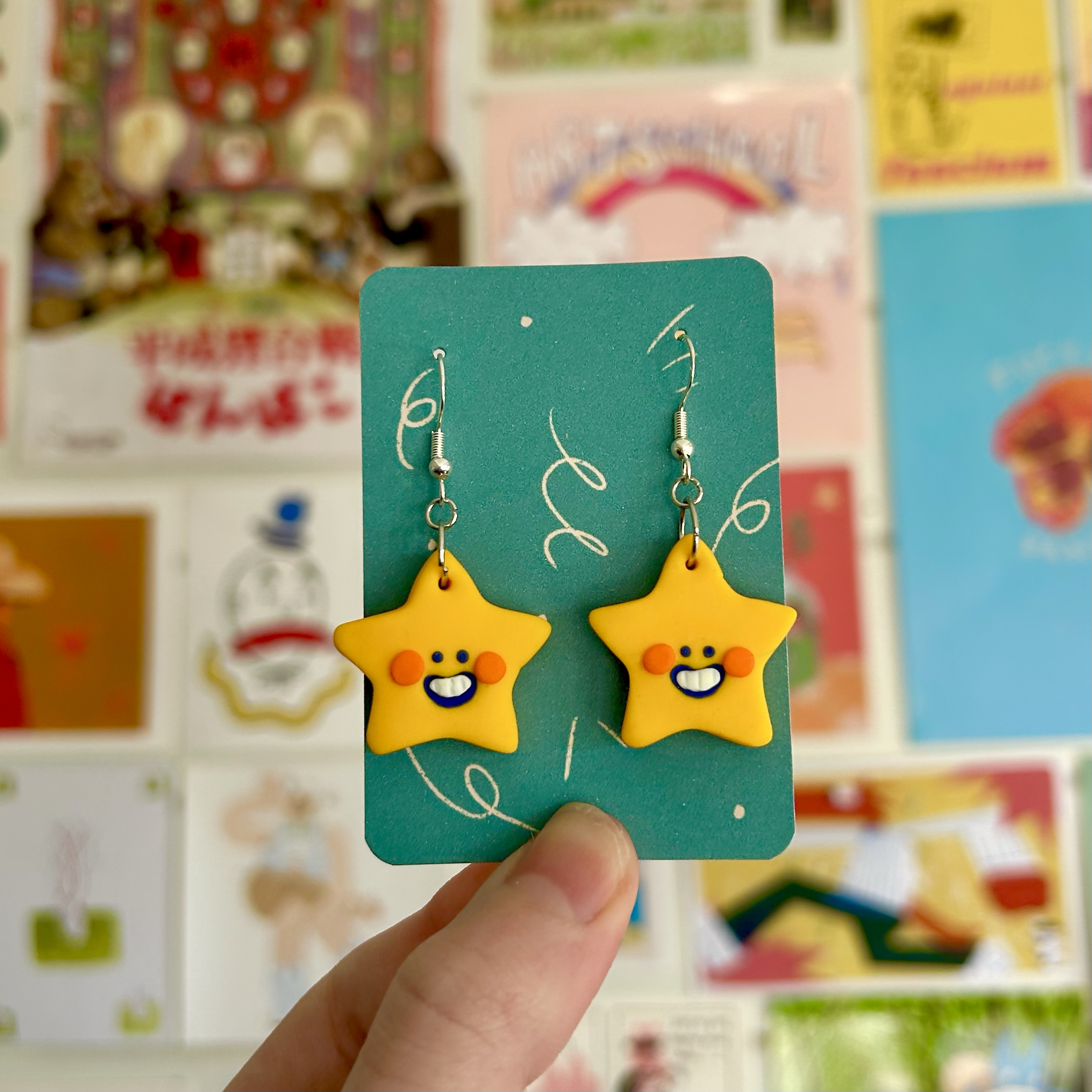 Silver Hypoallergenic Fish Hook Star Earrings