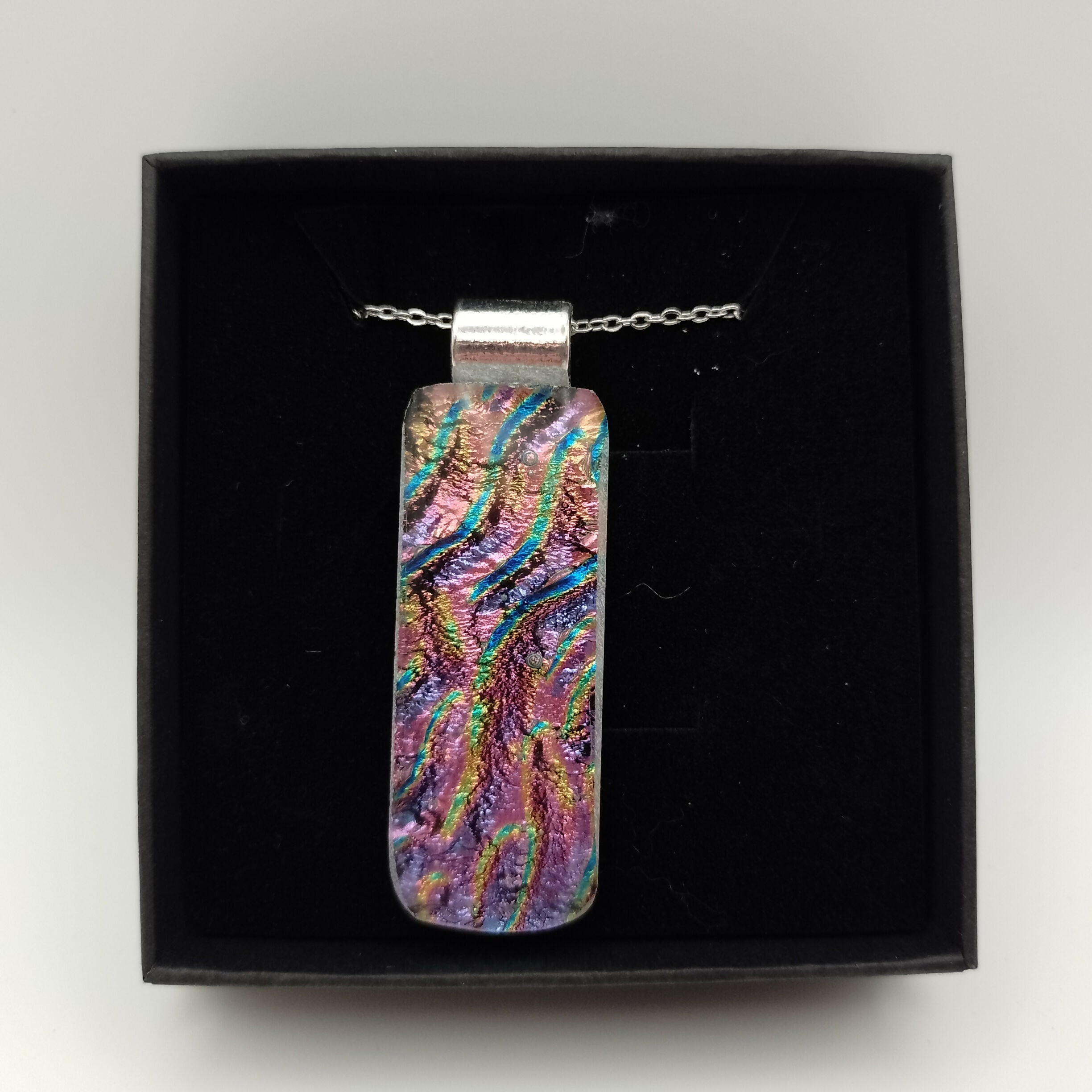 Pink and Gold Dichroic Glass Pendant