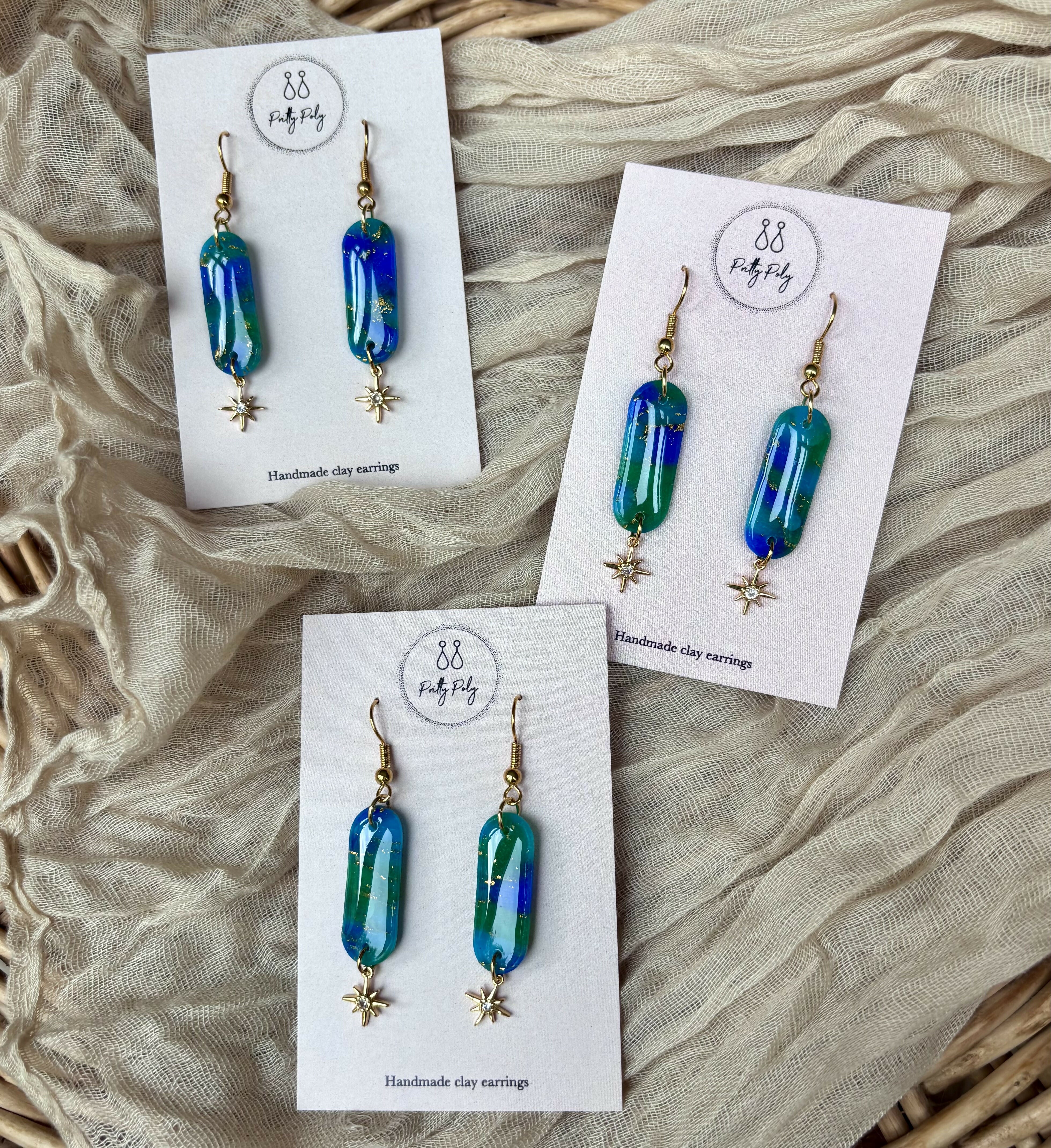 Ocean Dream Collection - Long Star Polymer Clay Earrings