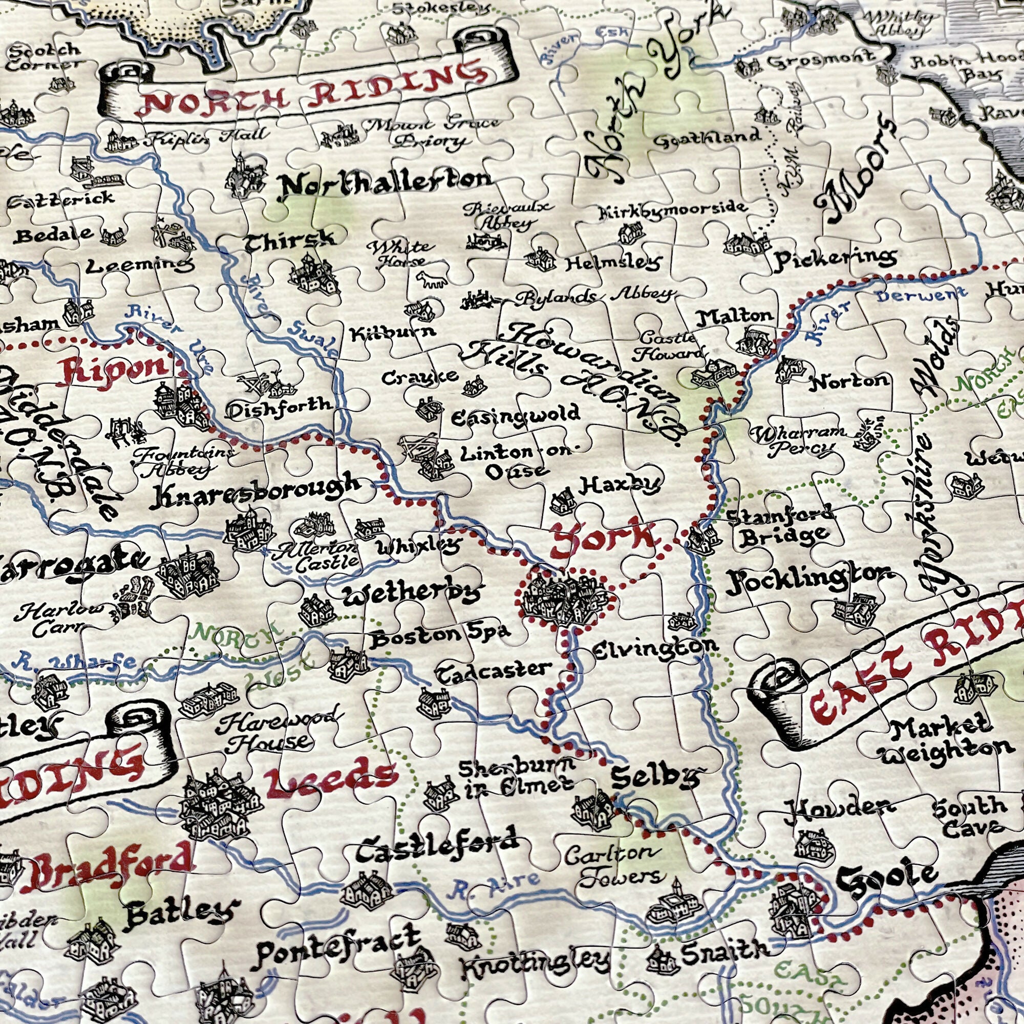 Yorkshire Ridings Map Jigsaw Puzzle 1000 Pieces