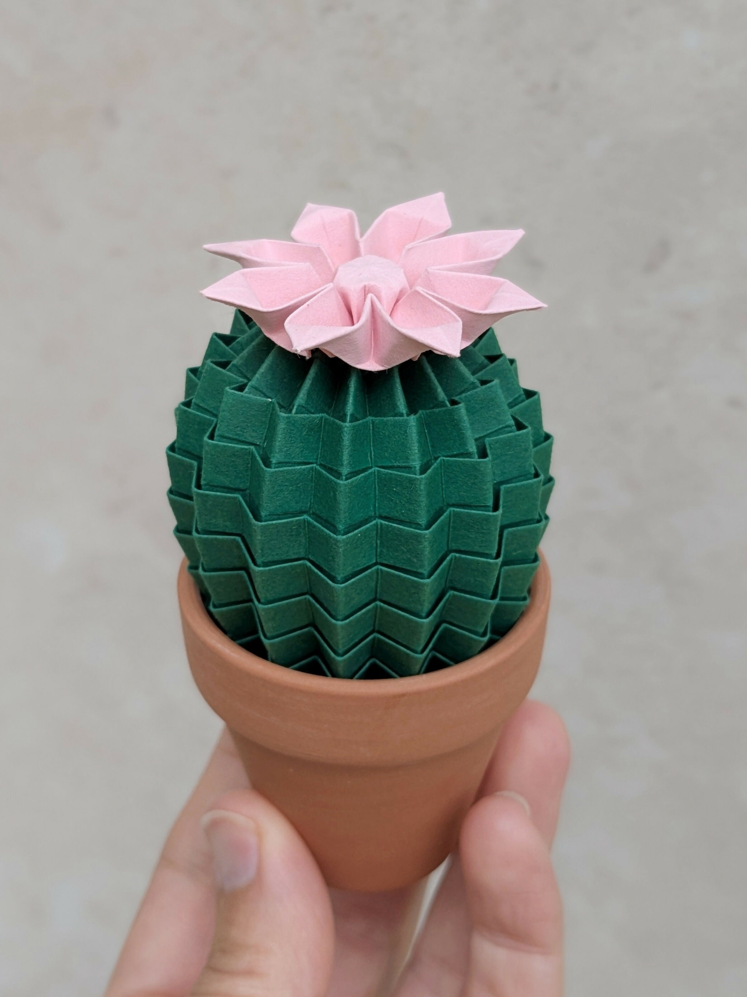 Origami Paper Cactus in Terracotta Pot