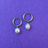 Selena Pearl Bead Silver Stainless Steel Huggie Hoop Earrings