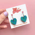 Hand Painted Green and Blue Dash Print Small Heart Hoop
