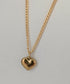 Chunky Gold 3D Heart Charm Necklace on a Flat Gold Plated Chain