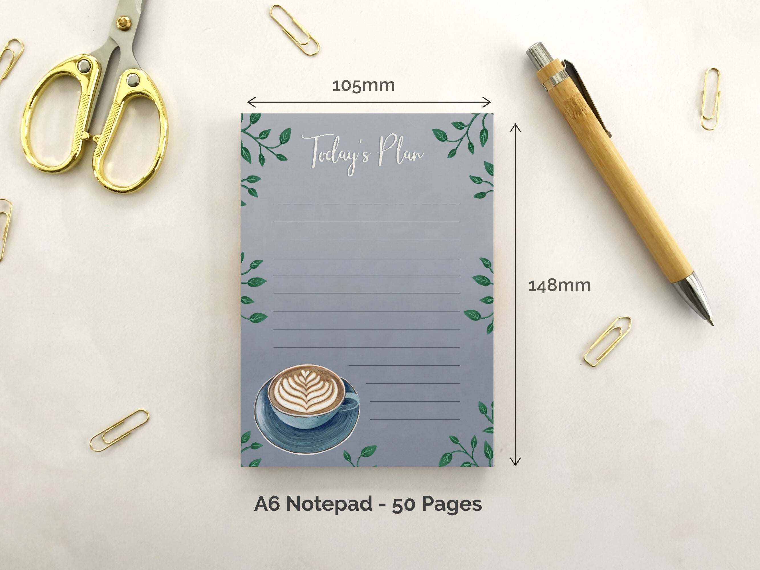 Coffee A6 Notepad Grey