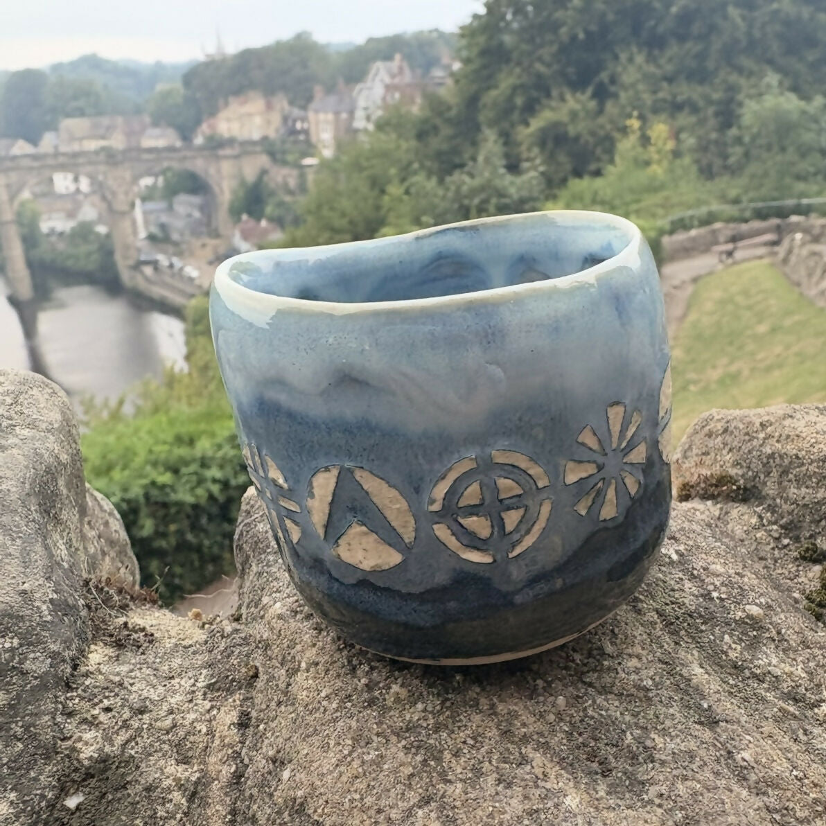 Blue Geometric Patterned Bowl