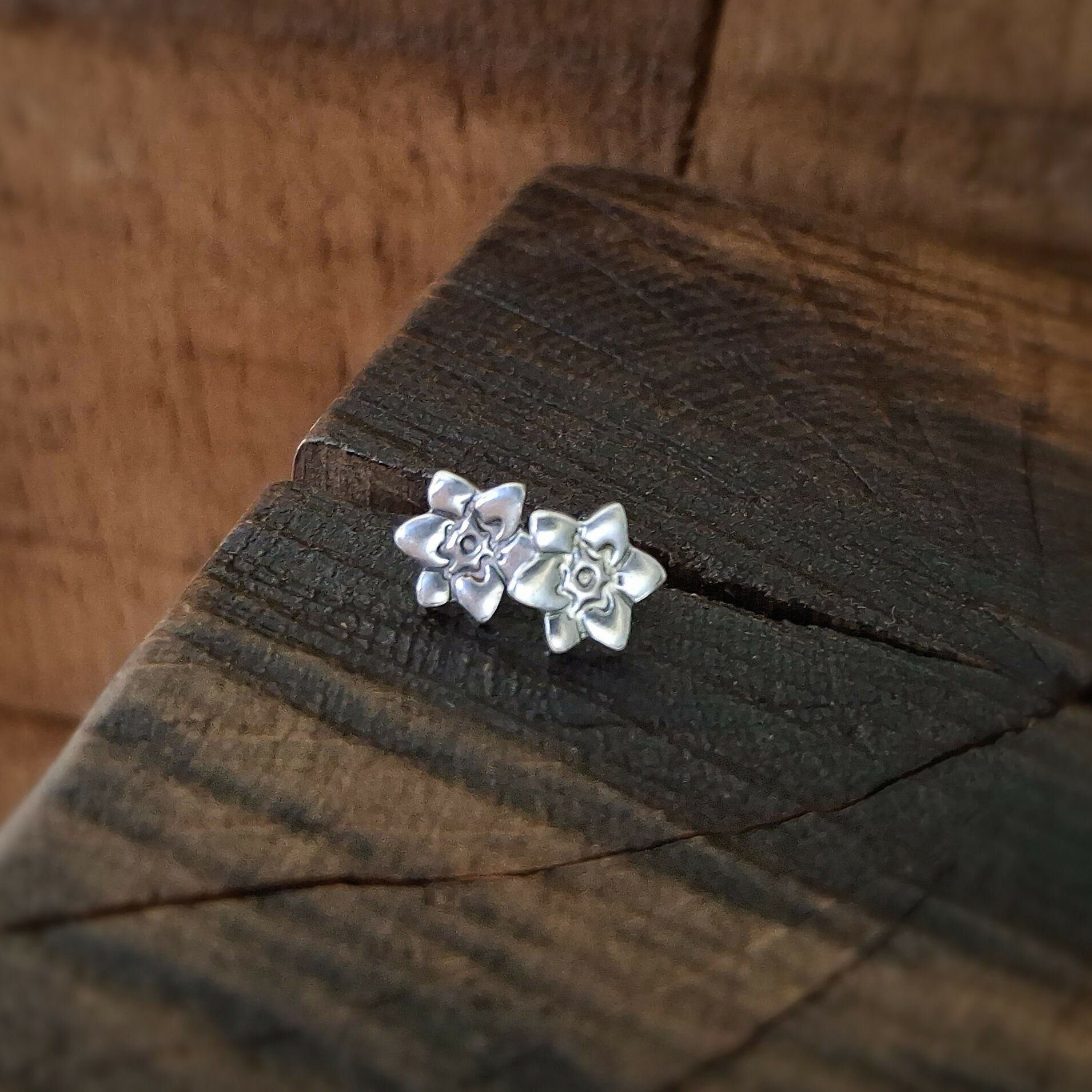 Handmade Silver Flower Studs