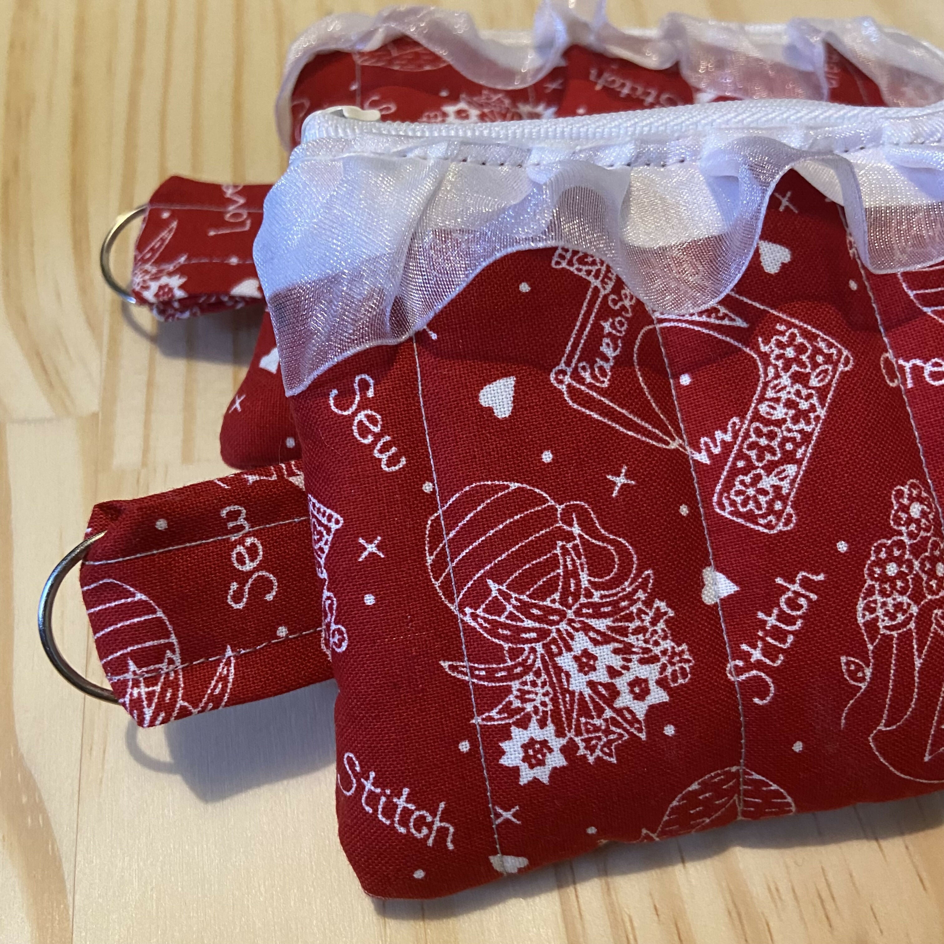 Red Stitch and Sew Mini Zipper Pouch