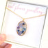 Real Blue Flower Oval Necklace Gold Plated