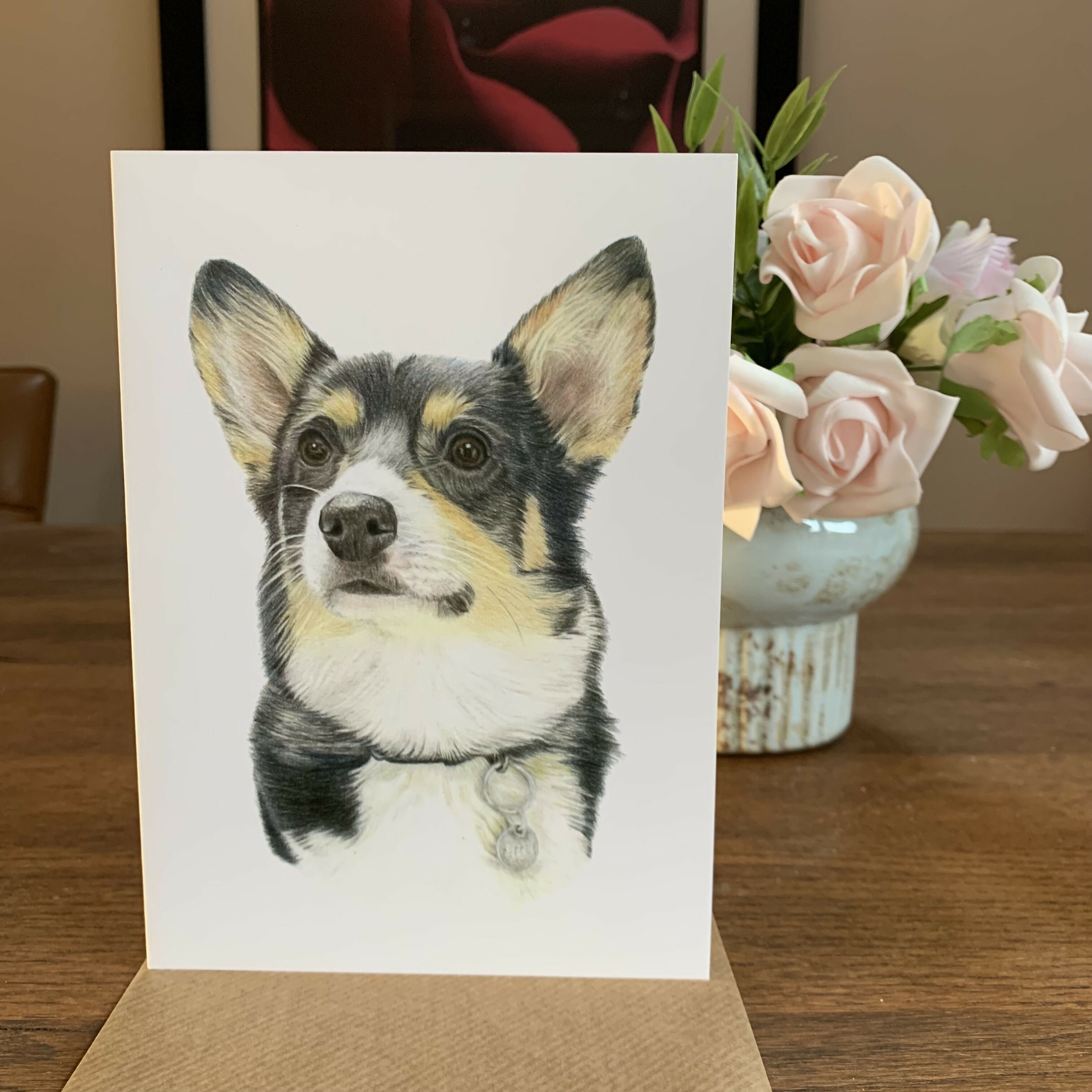 Greeting Card of a Corgi. Blank Inside