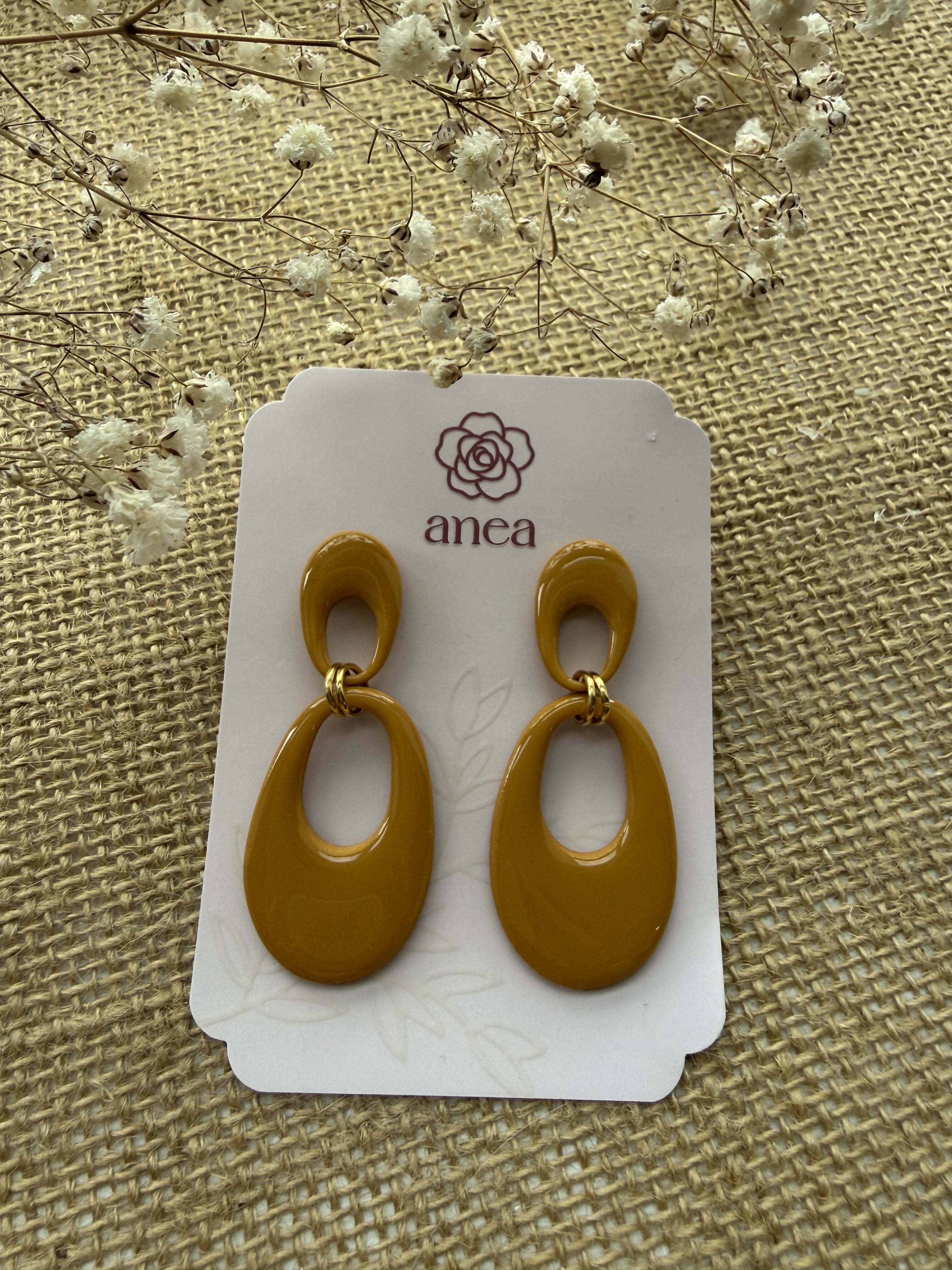 Mustard Glossy Double Drop Earrings