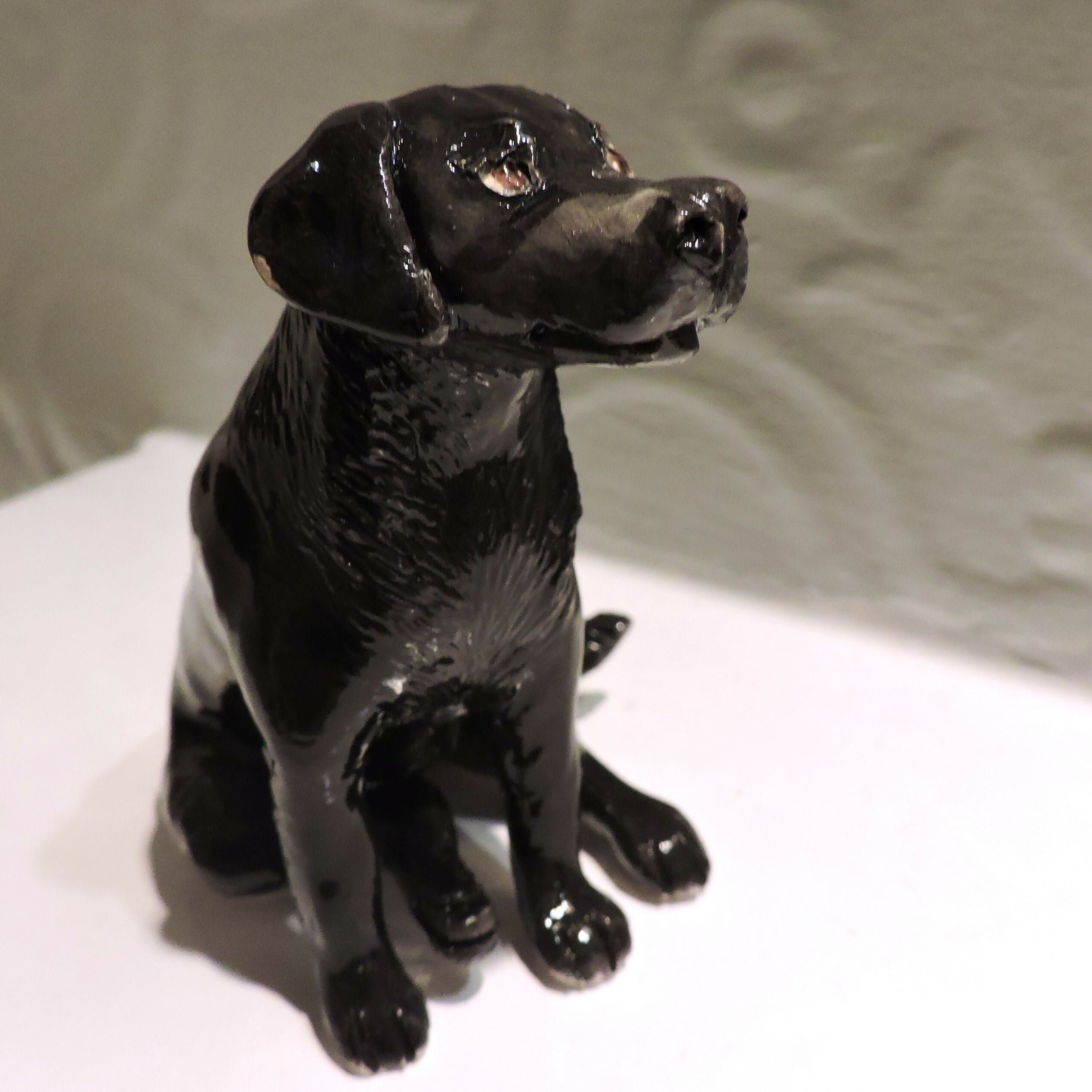 Ceramic Black Labrador dog sculpture