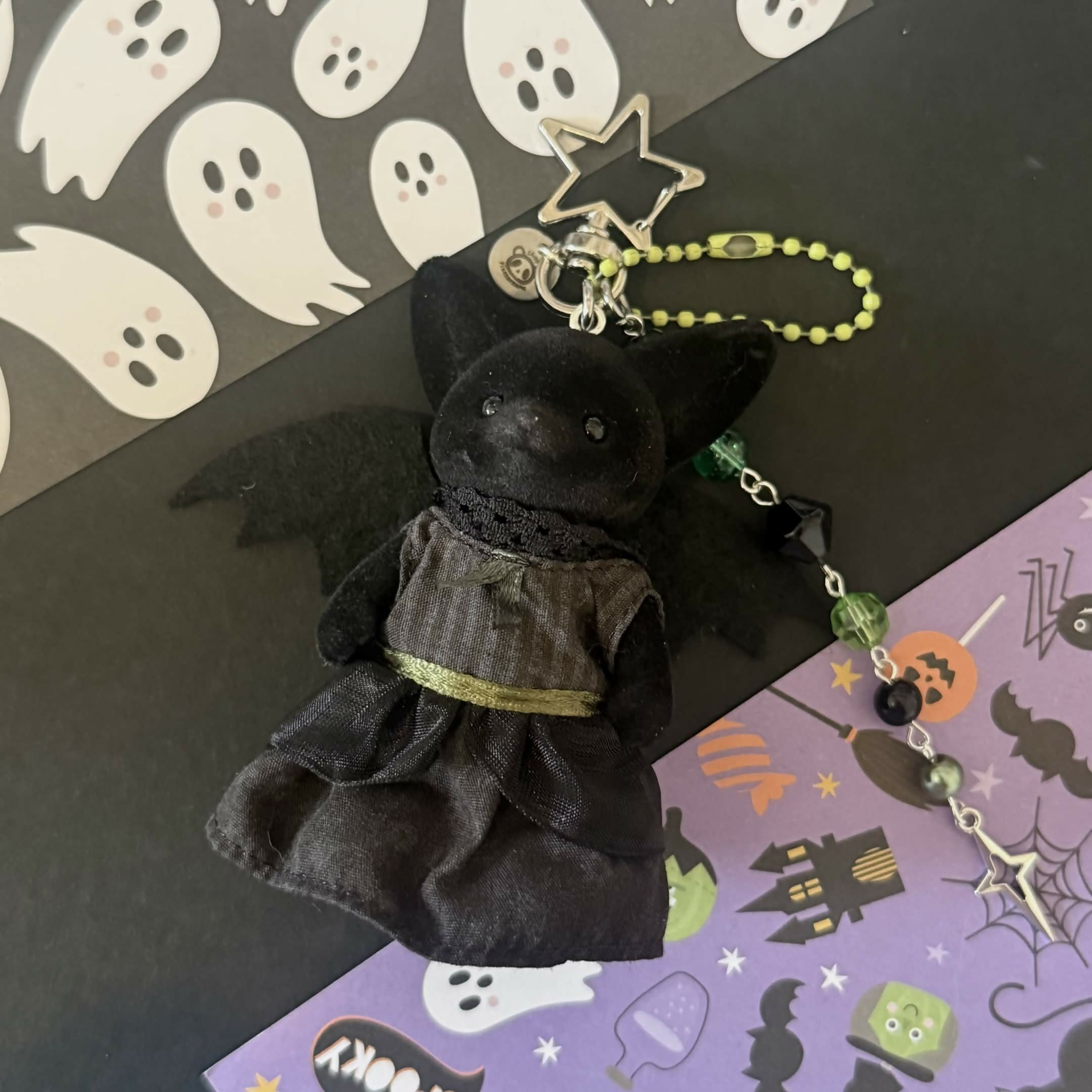 Bat Baby Dress Outfit Handmade Halloween Trinket Keychain