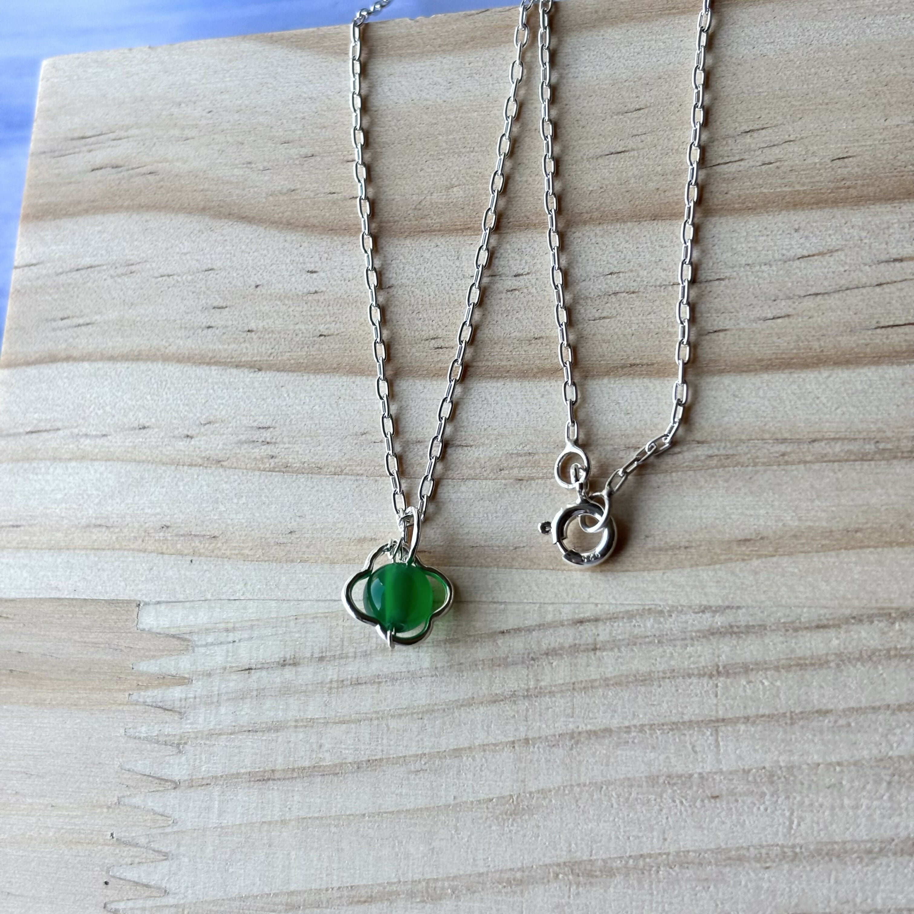 Sterling Silver Clover Gemstone Necklace