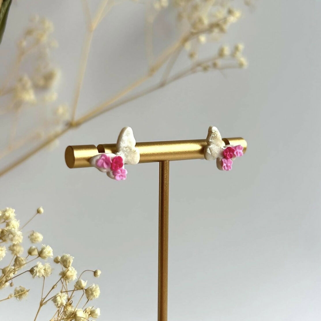 Floral Butterfly Stud Earrings