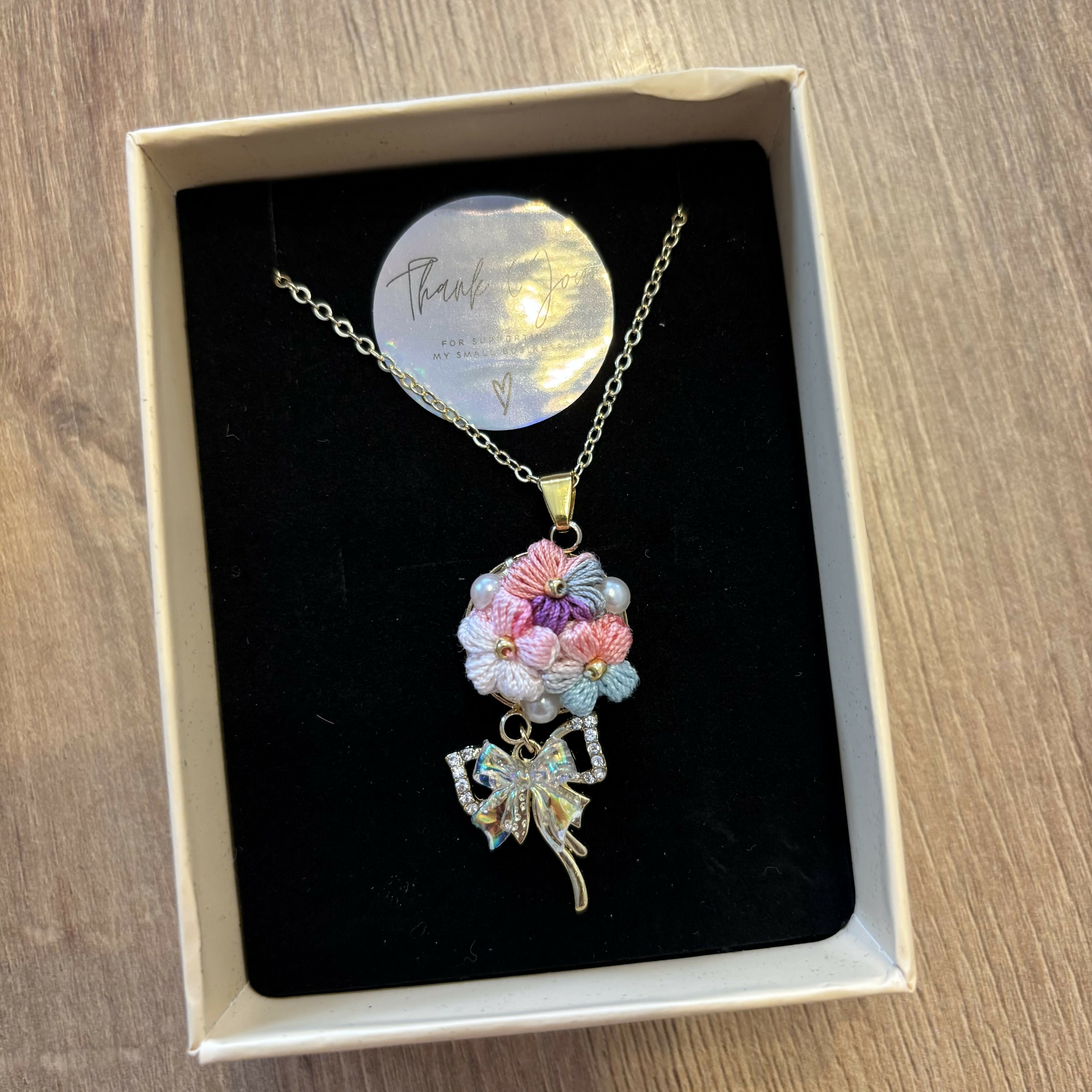 Micro Crochet Flower Necklace