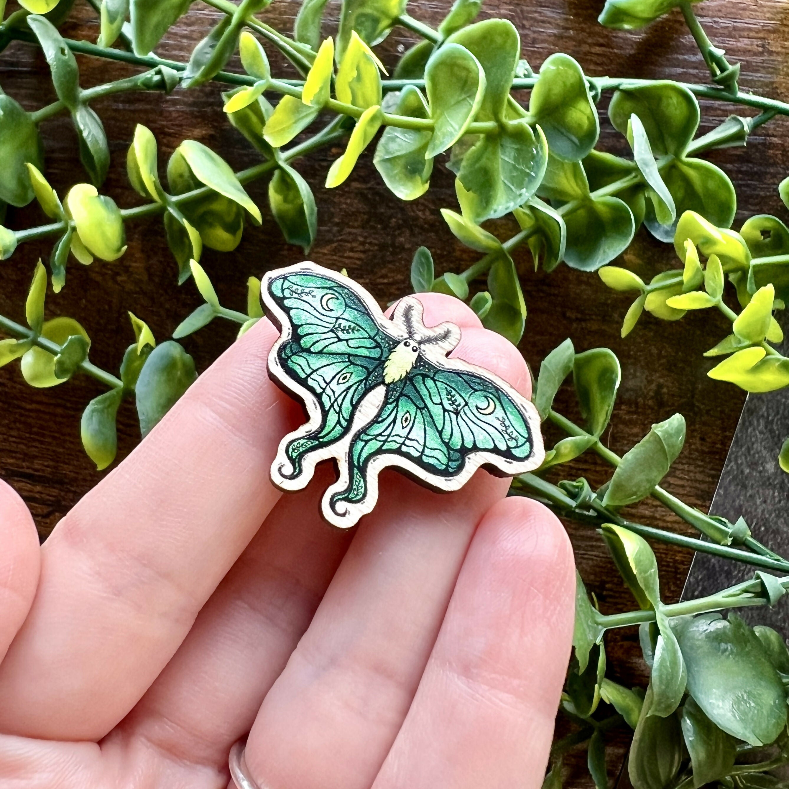 Lunar Moth Wooden Pin | Eco-Friendly Maple | Art & Soul