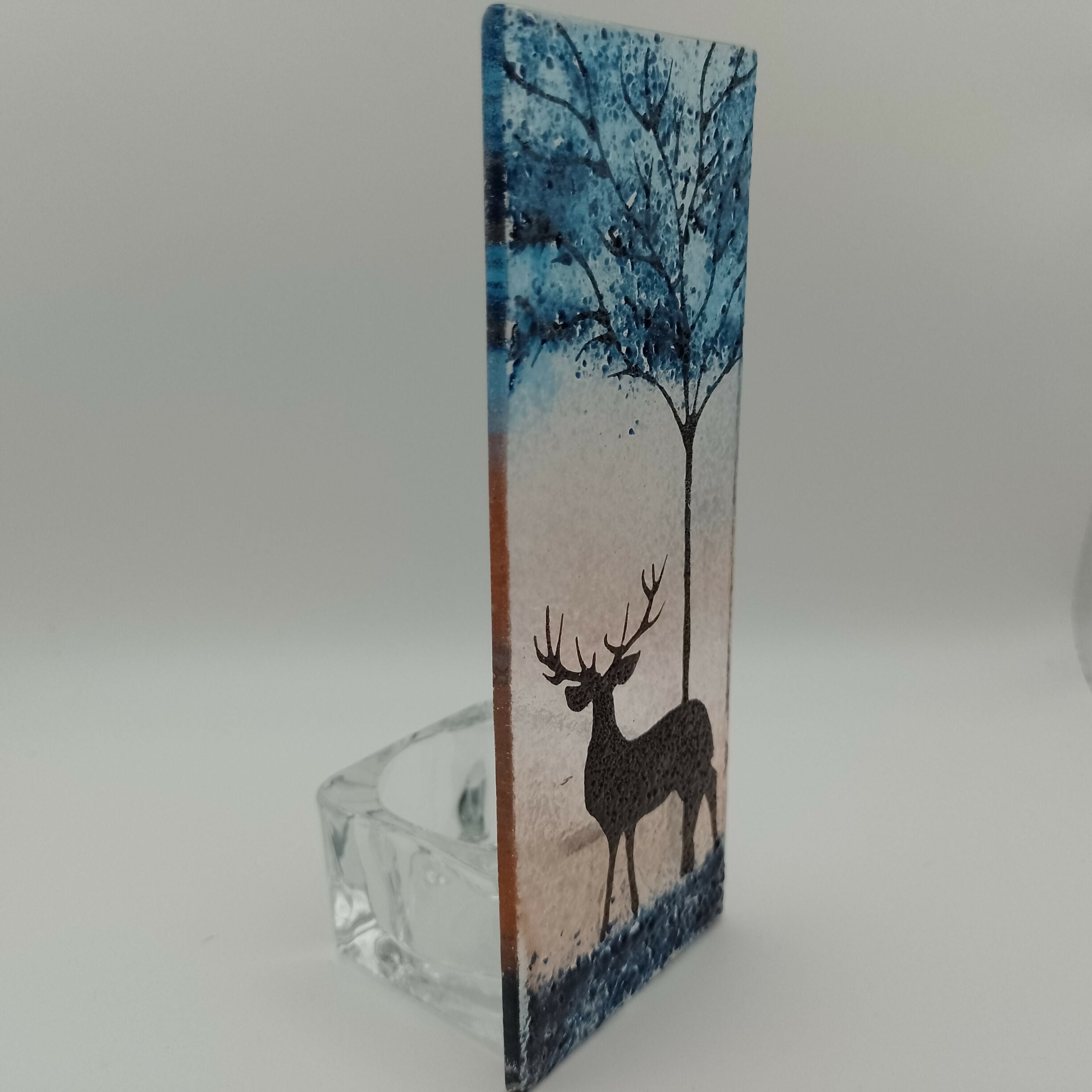 Fused Glass Silhouette Stag Tealight