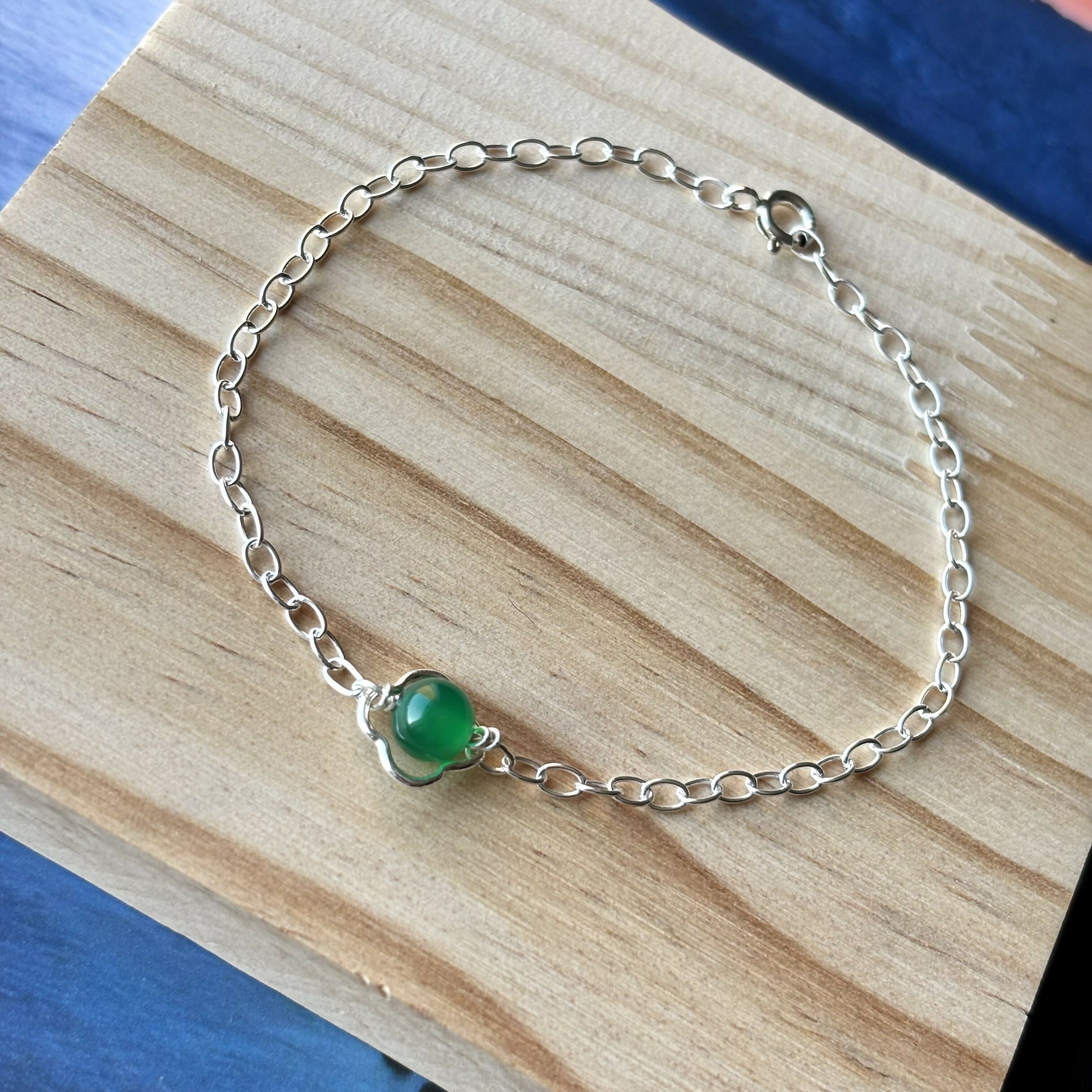 Sterling Silver Clover Gemstone Bracelet