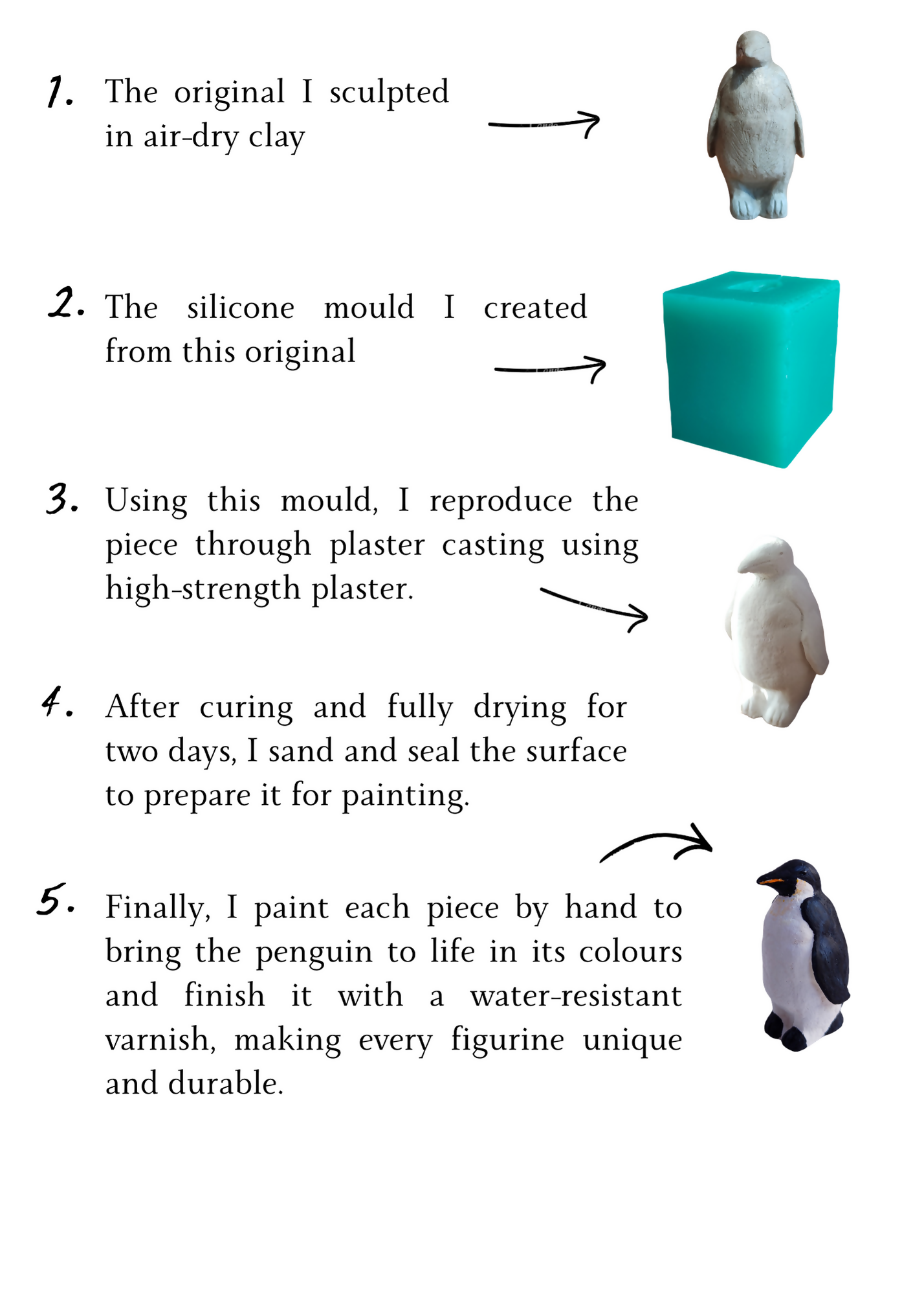 Tiny Penguin / Hand-painted Reproduction of Original Sculpture / Figurine