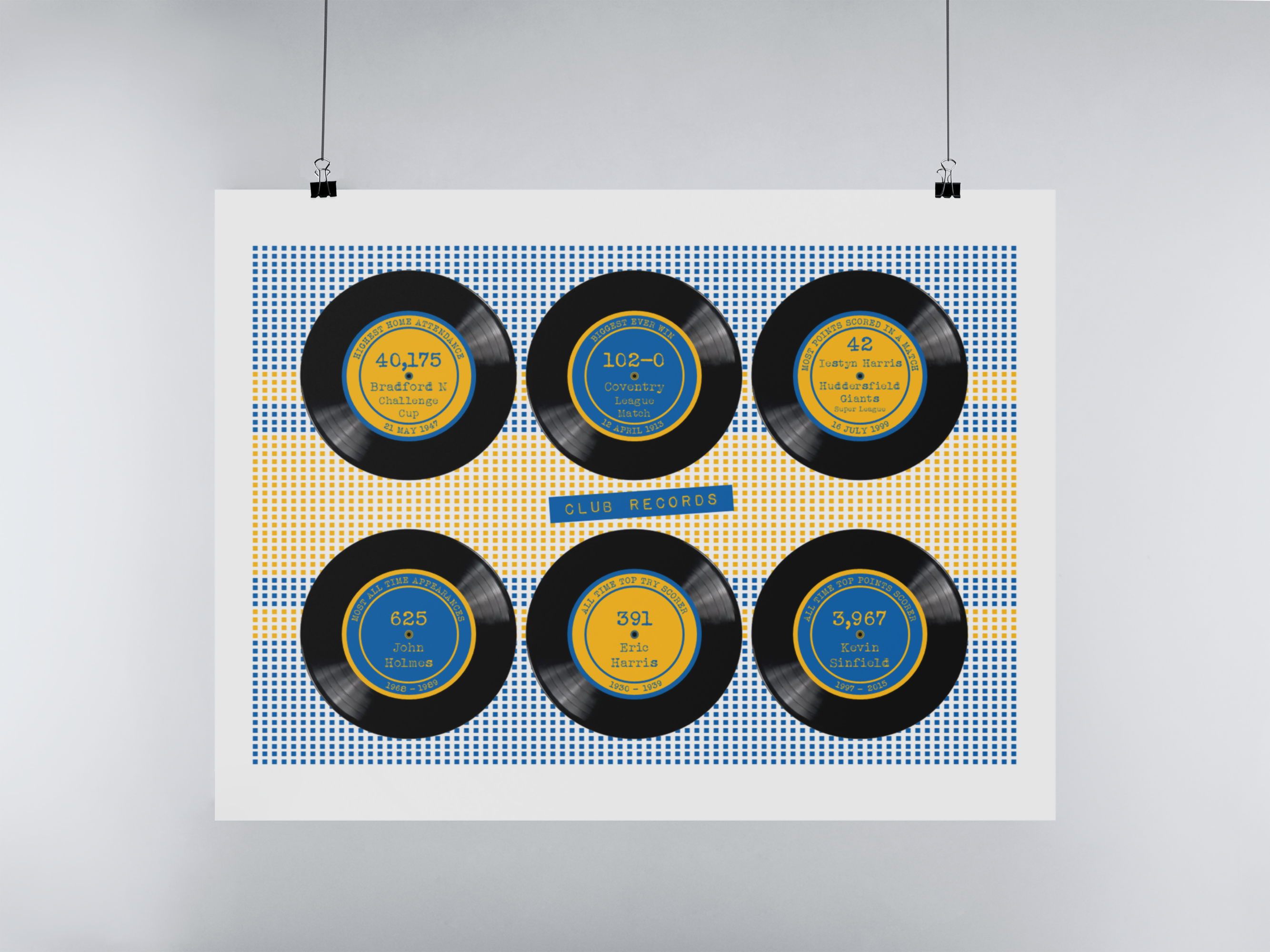 Leeds Rhinos Art Print CLUB RECORDS Design