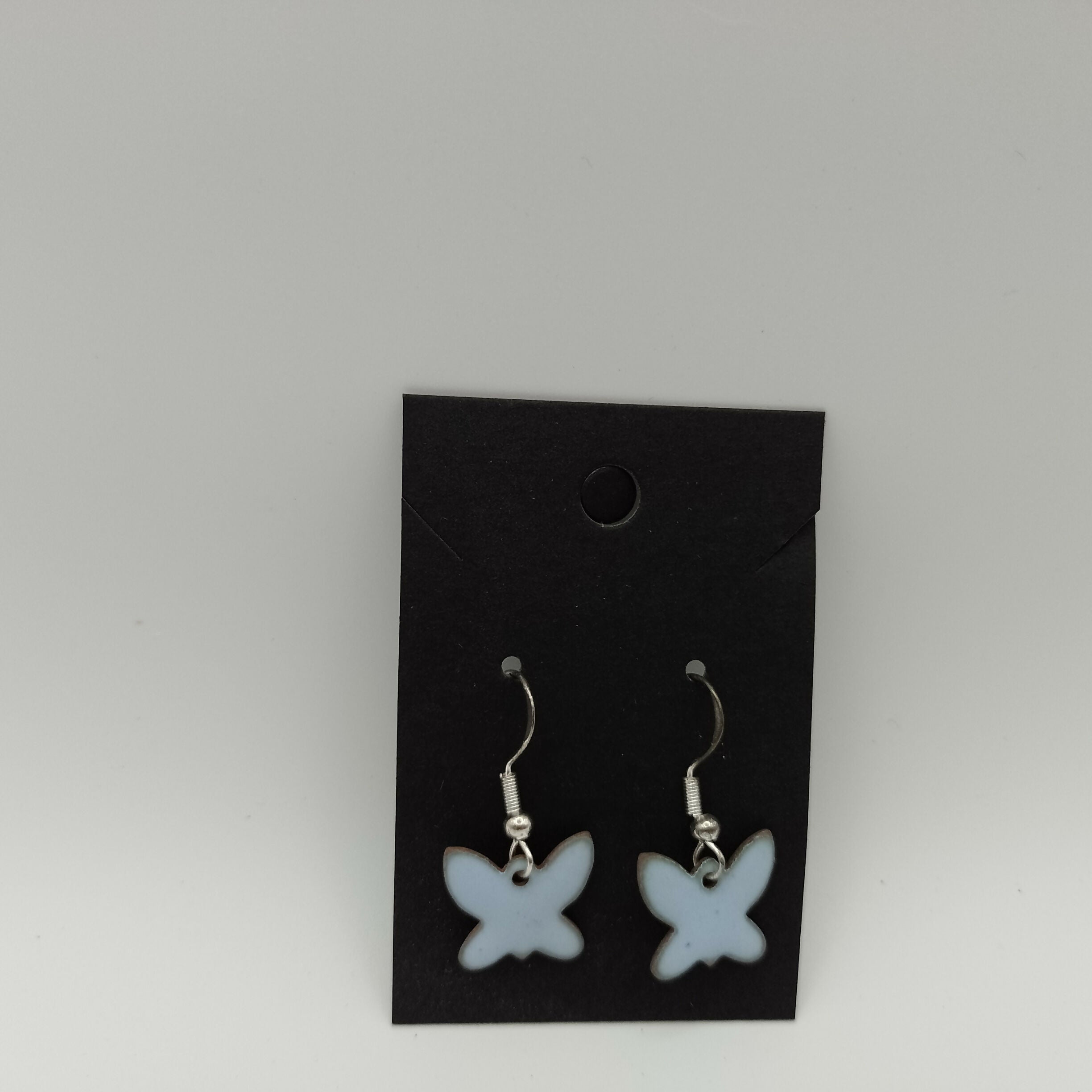 Pale Blue Butterfly Enamel Earrings