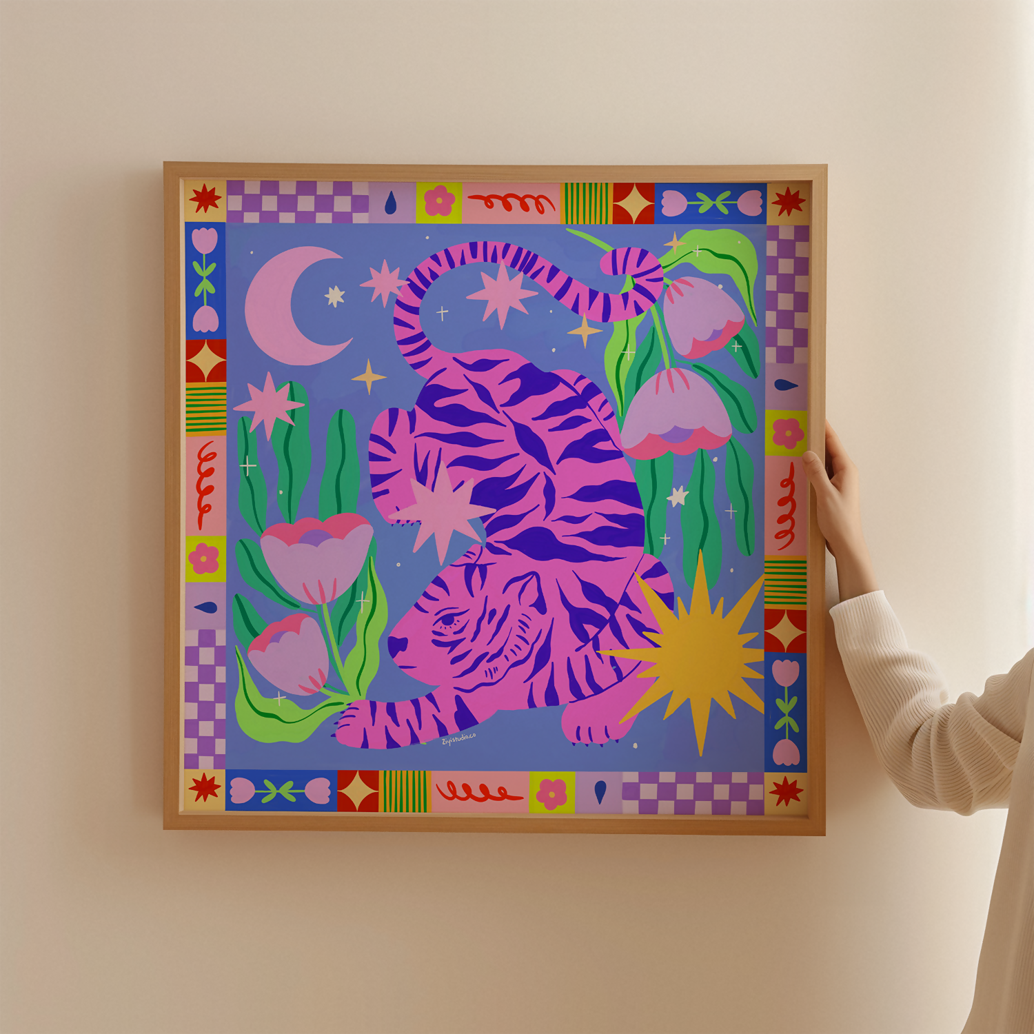 Starry Night & Pink Tiger Print