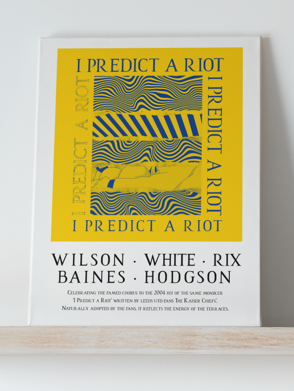 Leeds Utd Art Print LYRICS Design in Yellow