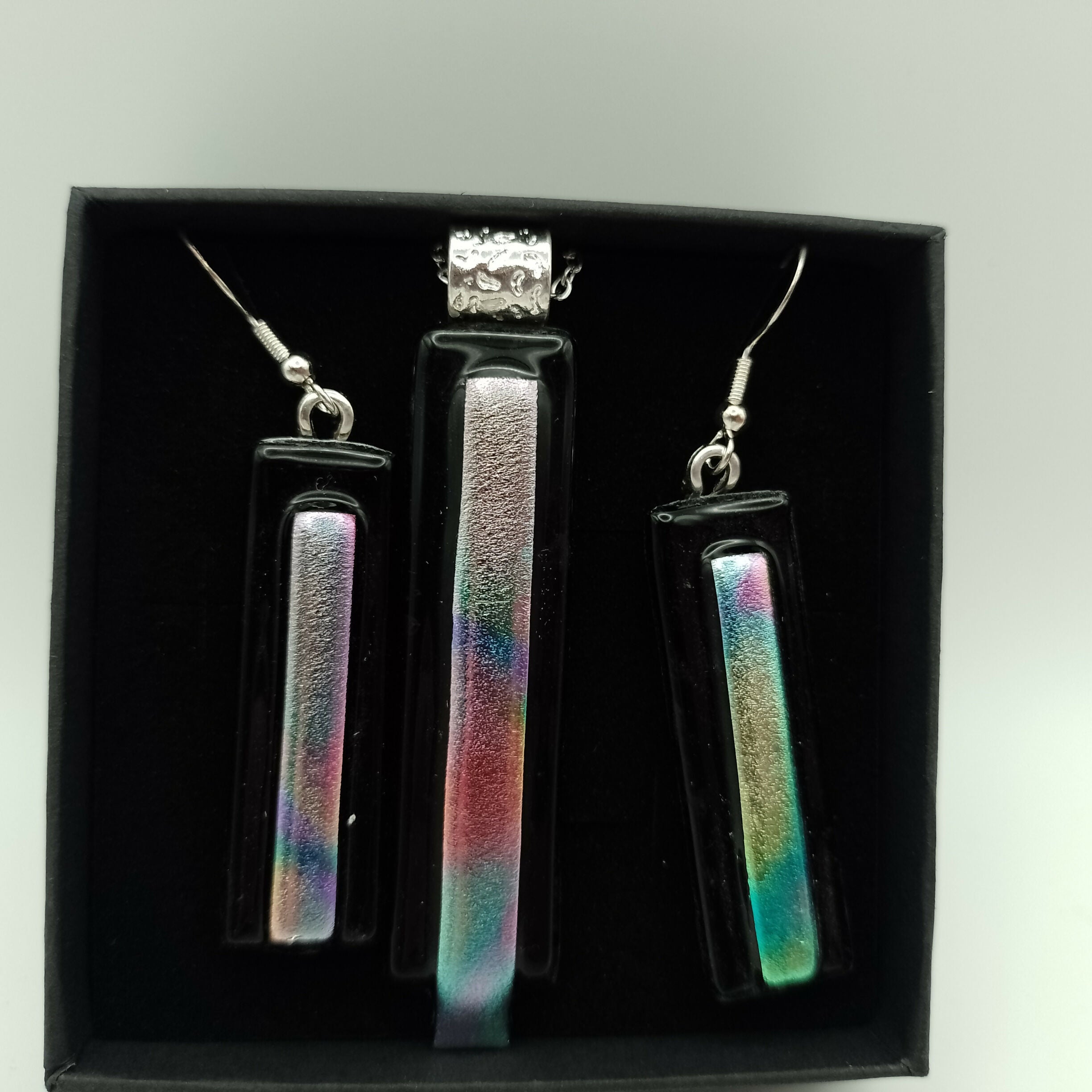 Dichroic Glass Earring and Pendant Set