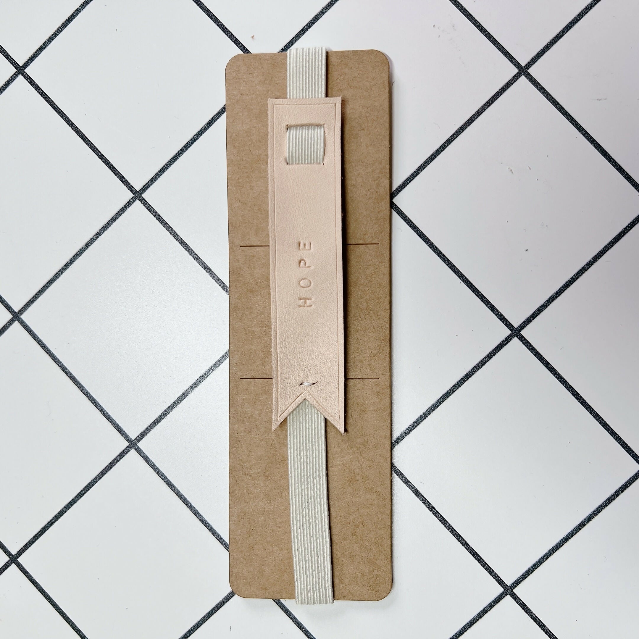 Rubber Strap Leather Elastic Bookmark - HOPE