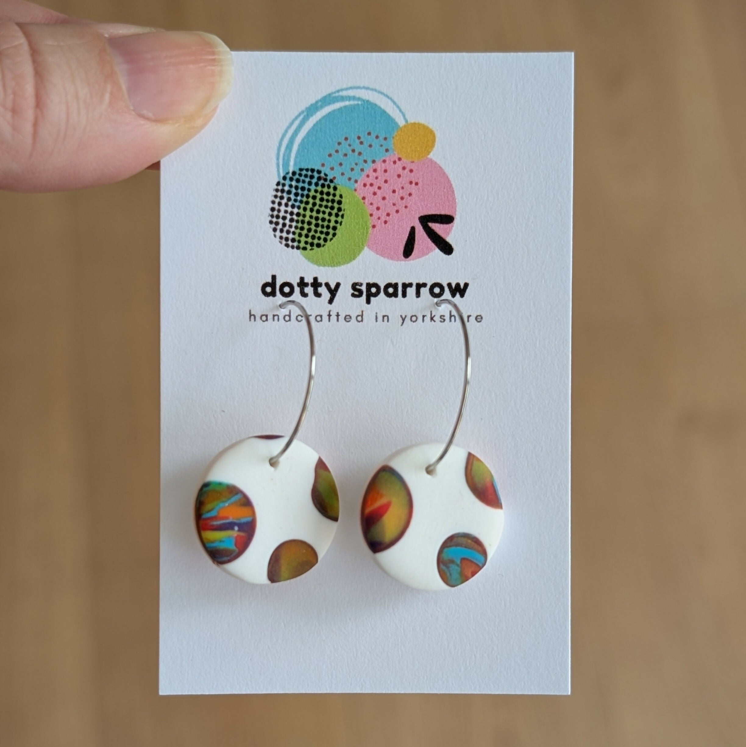 Various Colours Marbles Circle Hoop Handmade Polymer Clay Earrings