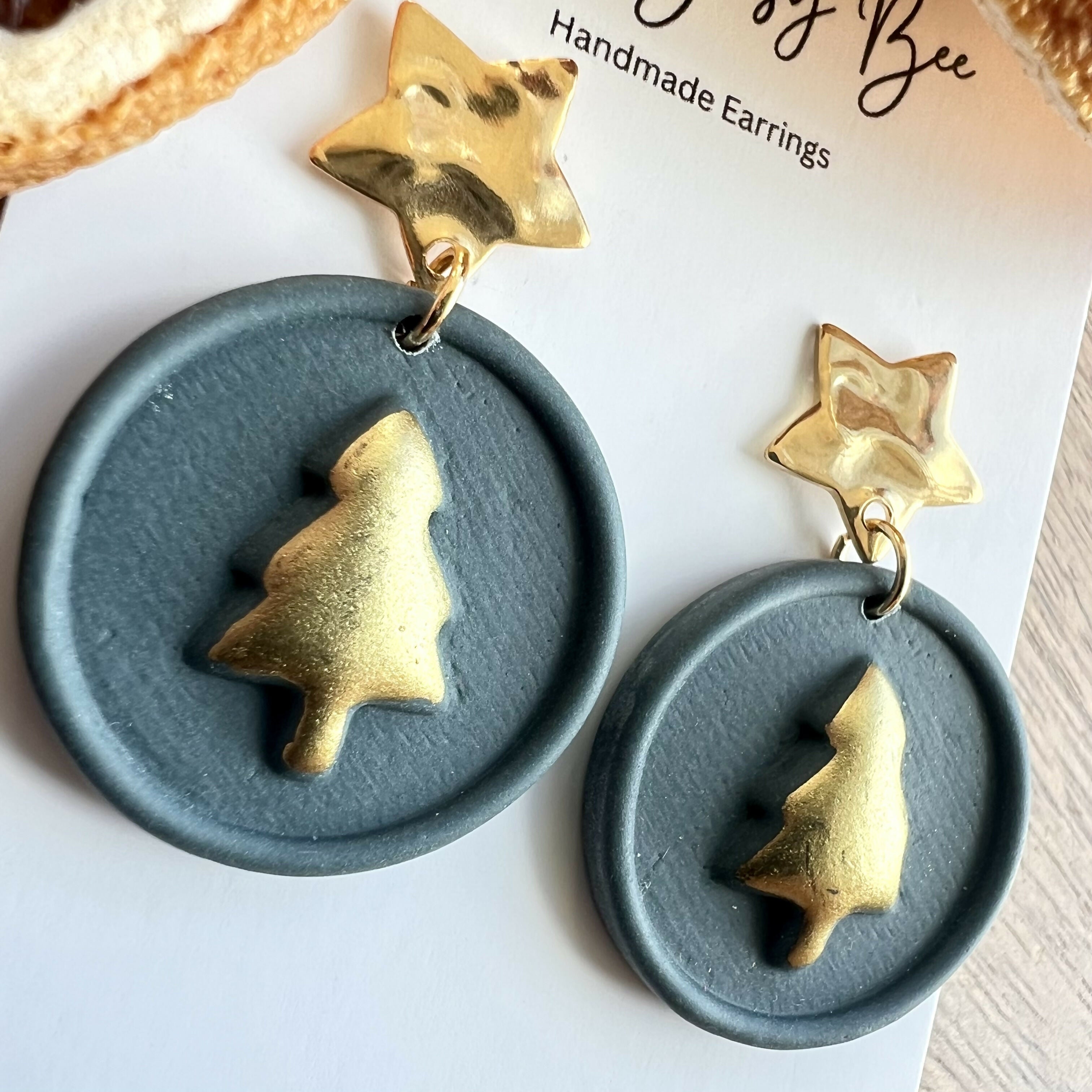 Polymer Clay Christmas Earrings / Handmade Festive Dangles / Xmas Jewellery