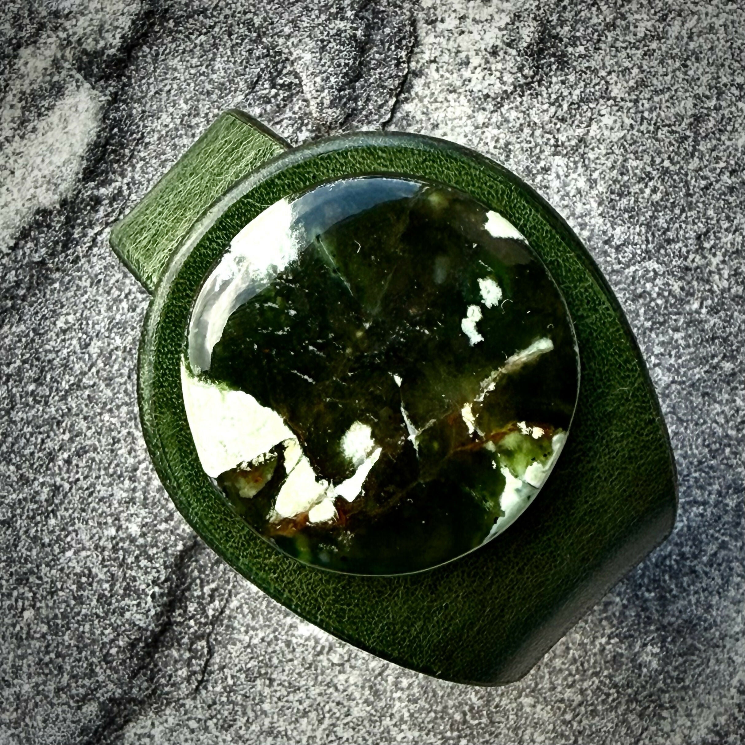 Handcrafted Natural Leather & Chrome Chalcedony Gemstone Bracelet - Size S or M