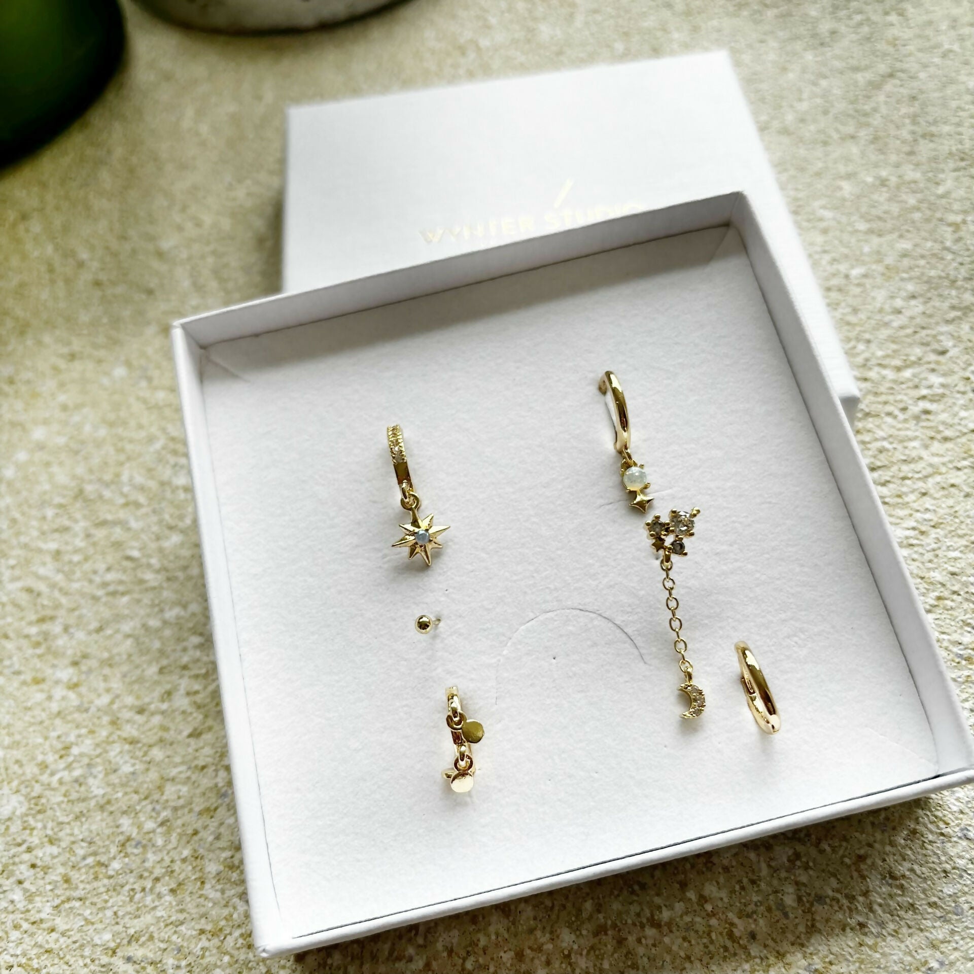 opalite earring stack
