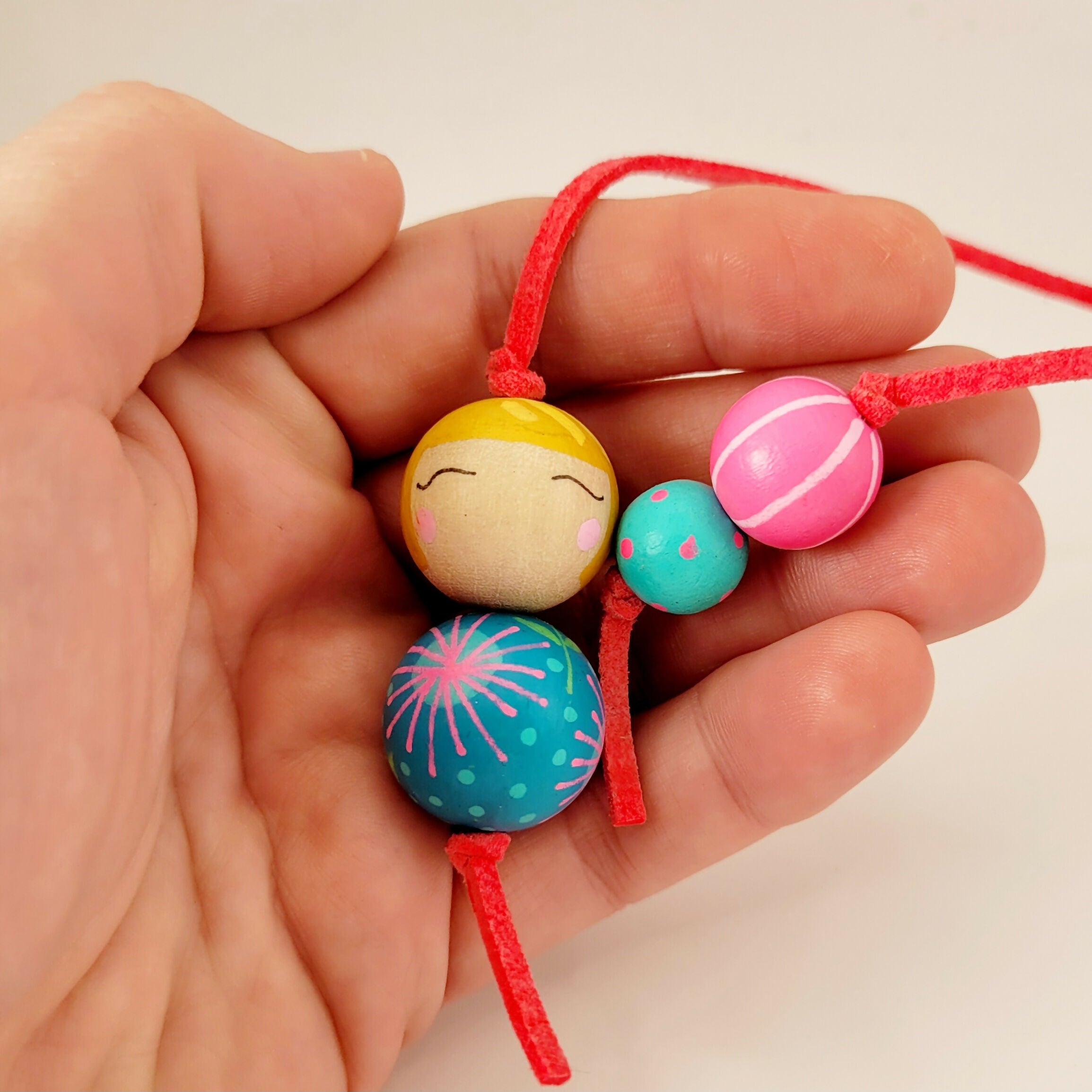 Handpainted Wooden Bead Bookmark