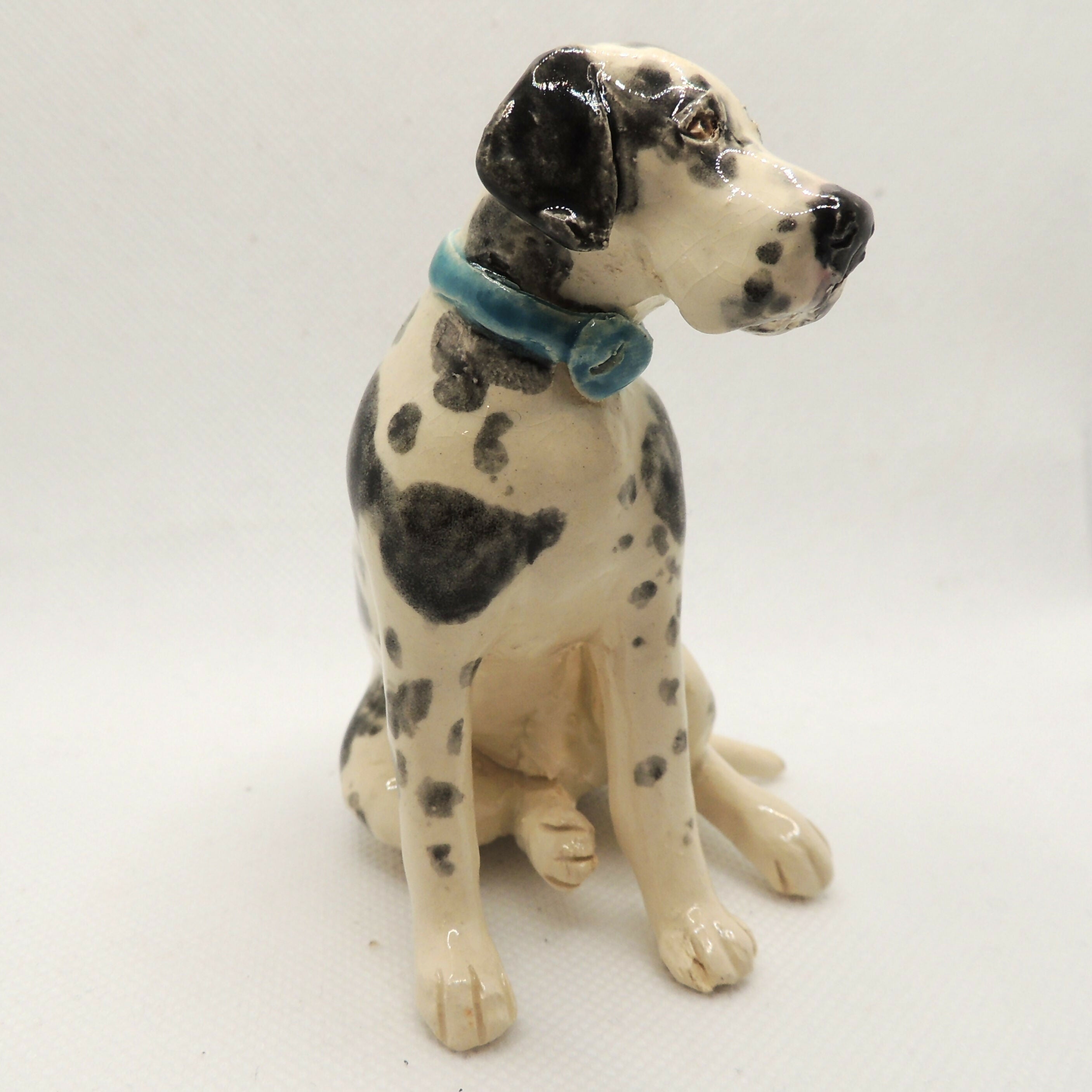 Ceramic Harlequin Great dane dog sculpture