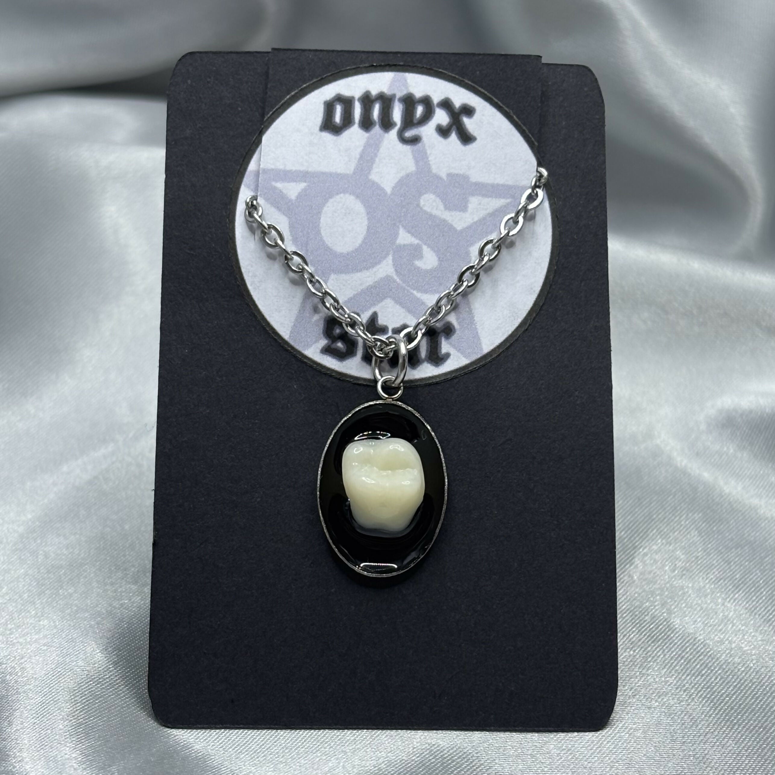 Oval Pendant Tooth Necklace