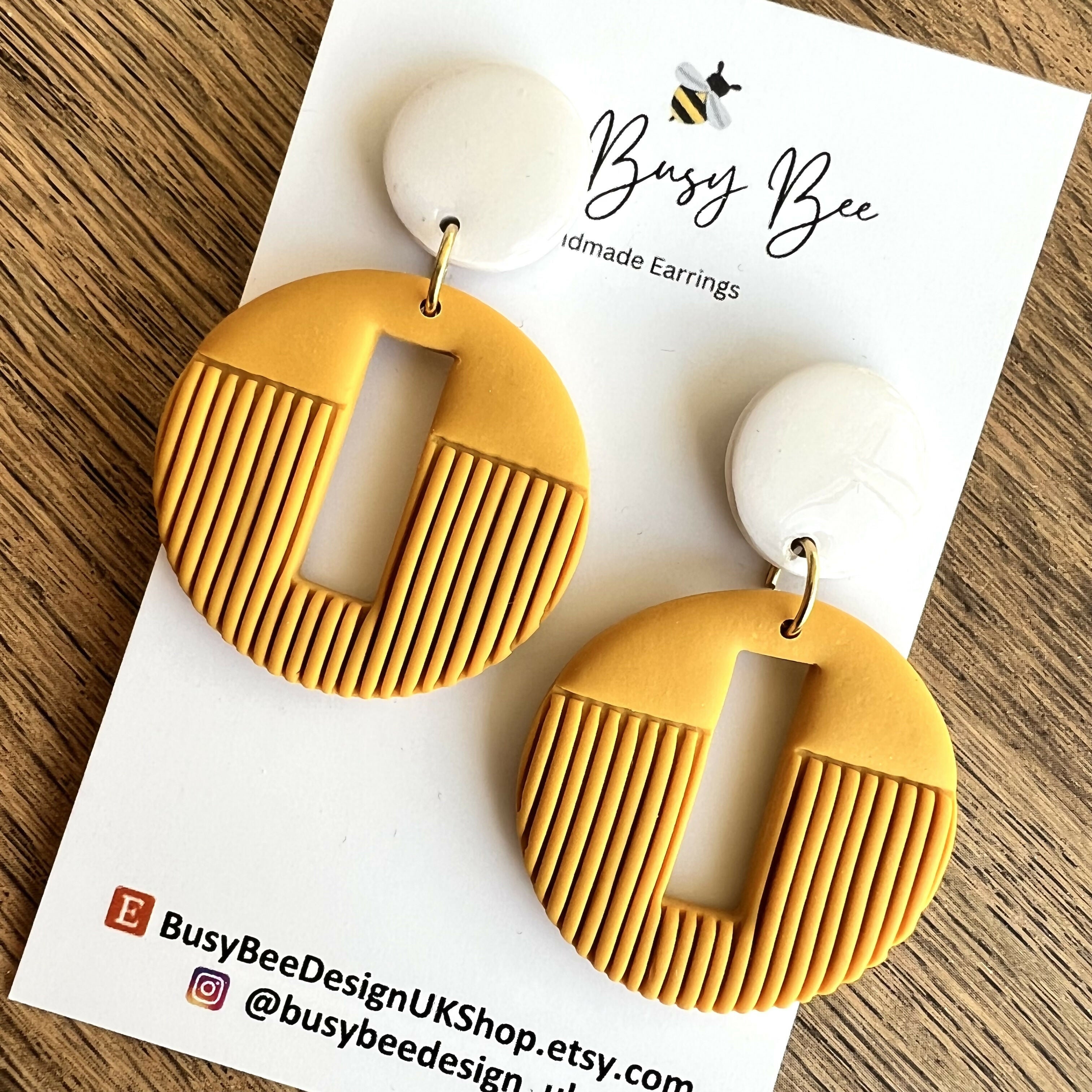 Textured Statement Dangle Earrings – Polymer Clay Drop Earrings, Modern Geometric Earrings, Handmade Clay Jewellery