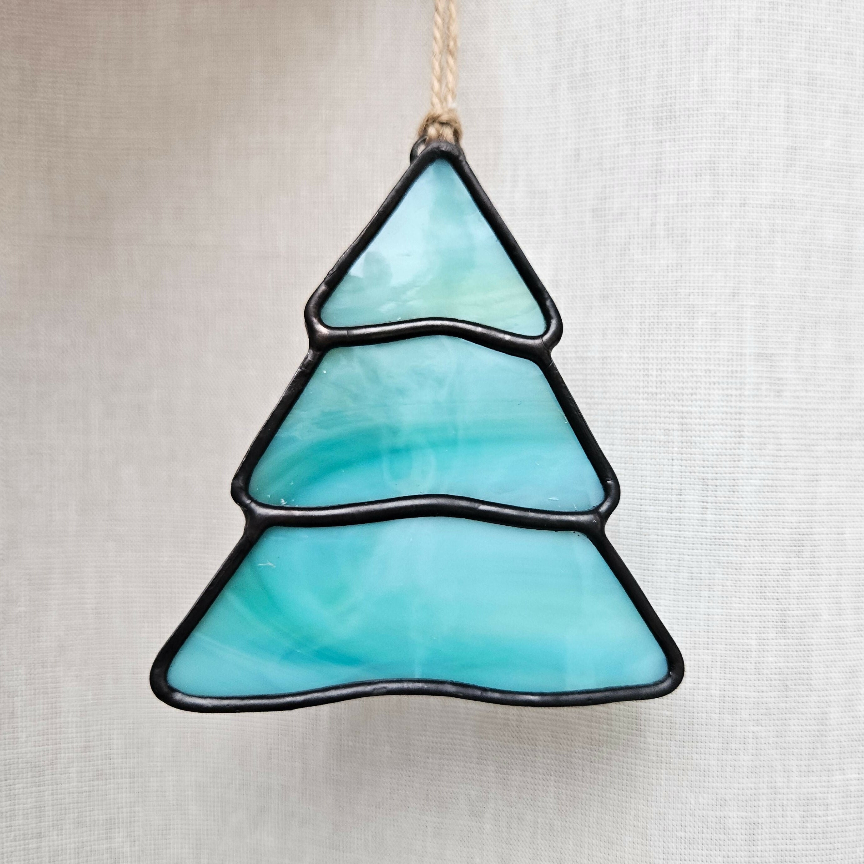 Streaky Green Tree Stained Glass Hanging Decoration