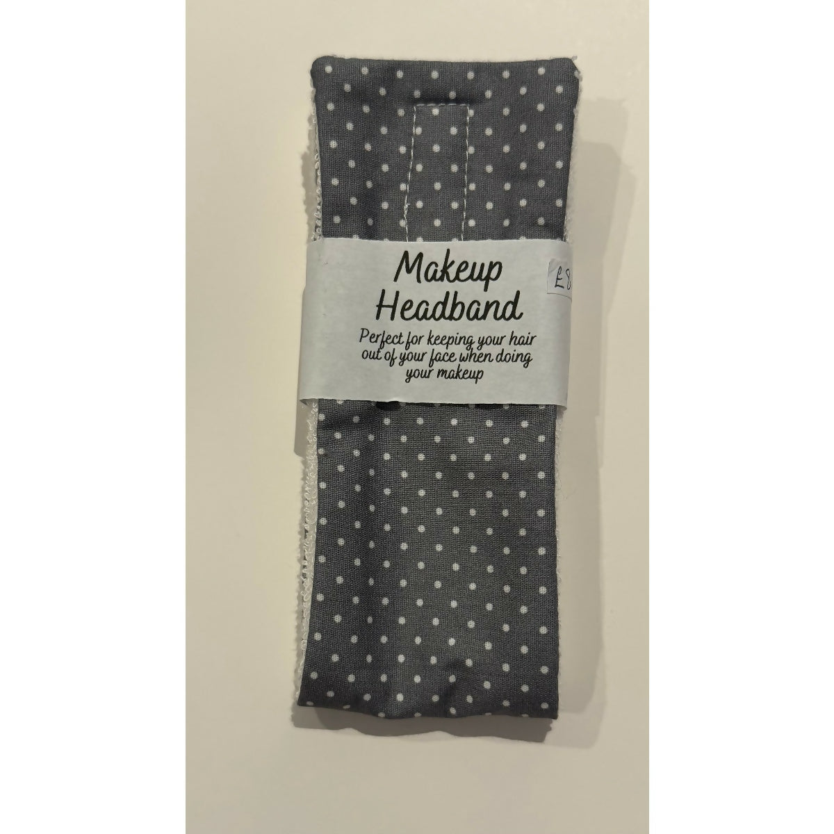 Grey Spot Makeup Spa Headband with Adjustable Velcro Strap