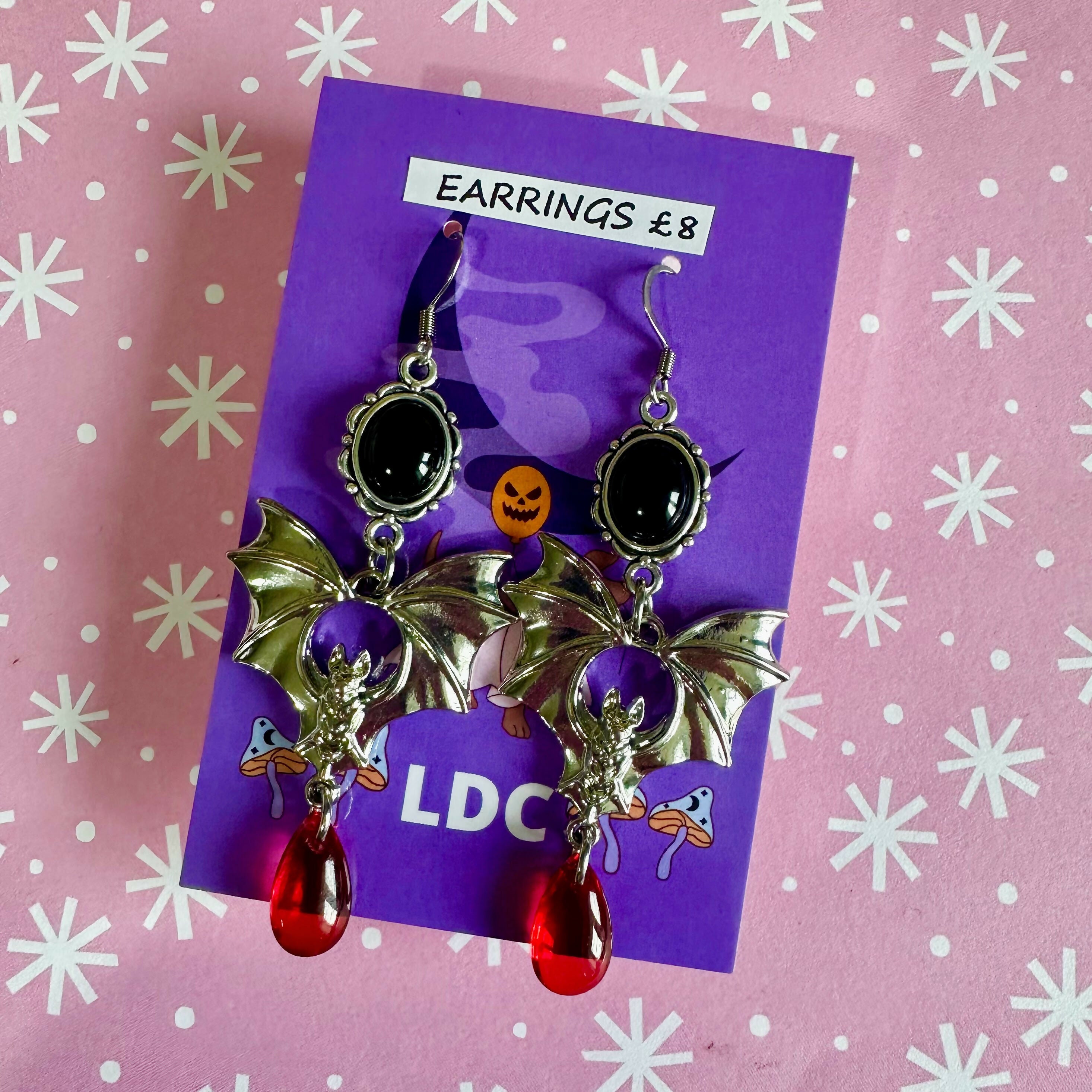 Vampire Bat Dangle Earrings