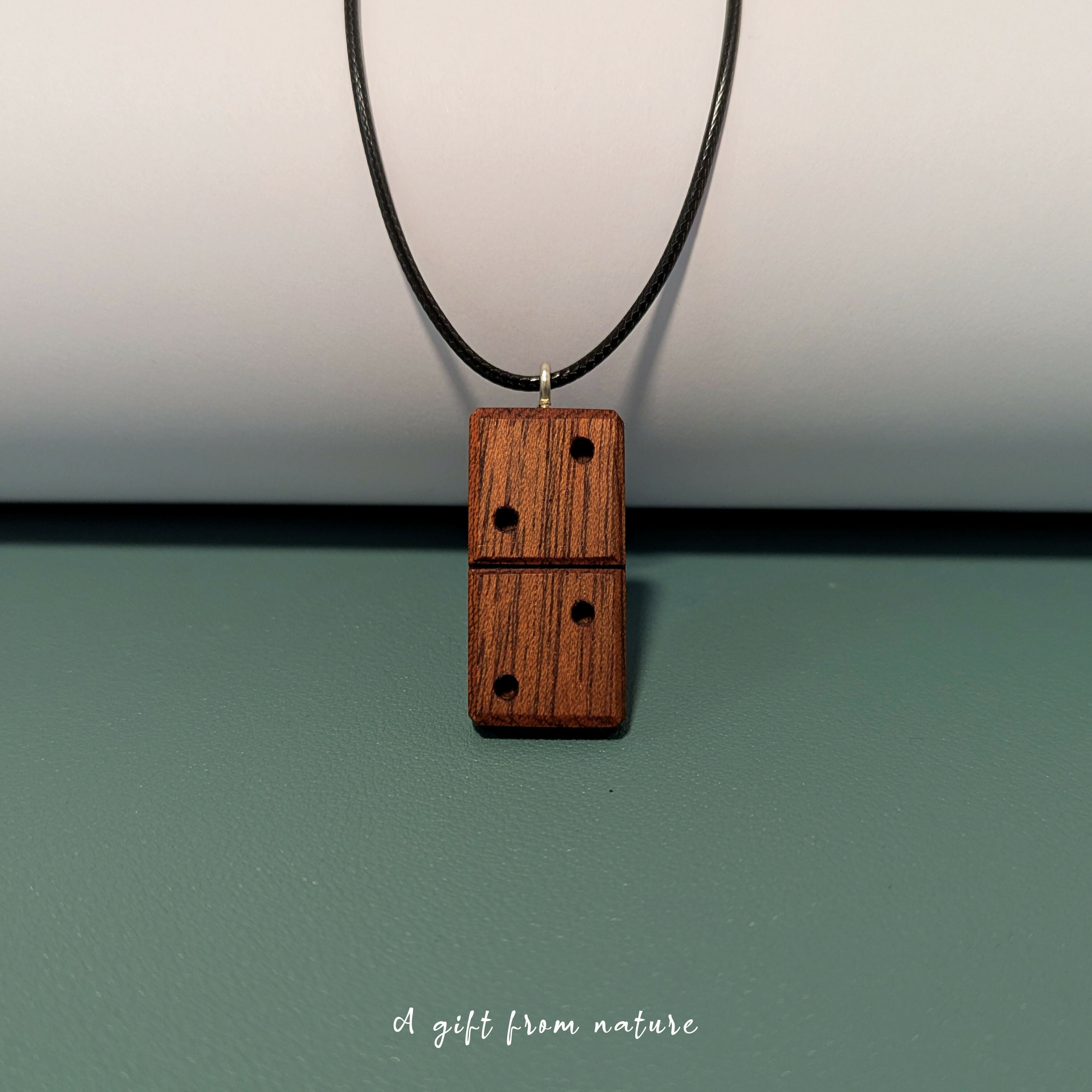 Handcrafted Domino-Inspired Wooden Pendant