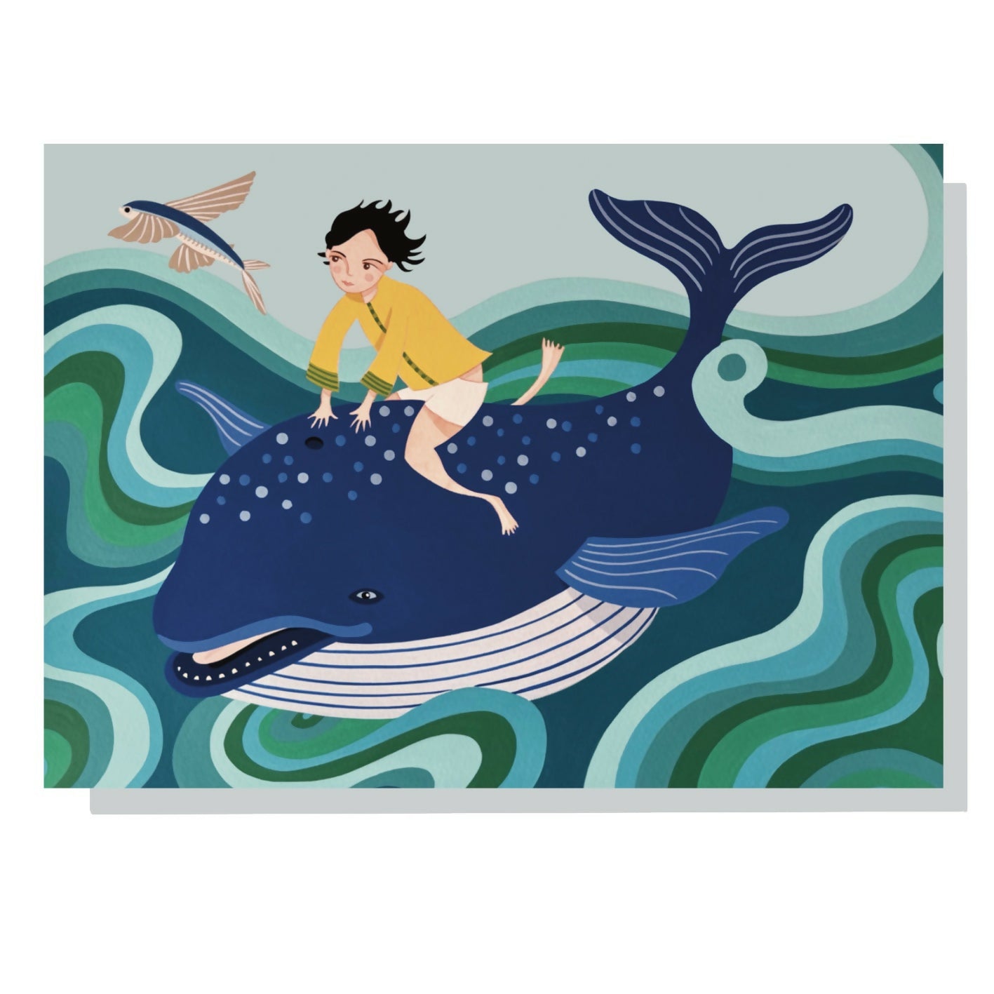 The Boy and The Whale Greetings Card