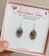 Christmas Candy Cane Real Leaf Oval Earrings Sterling Silver