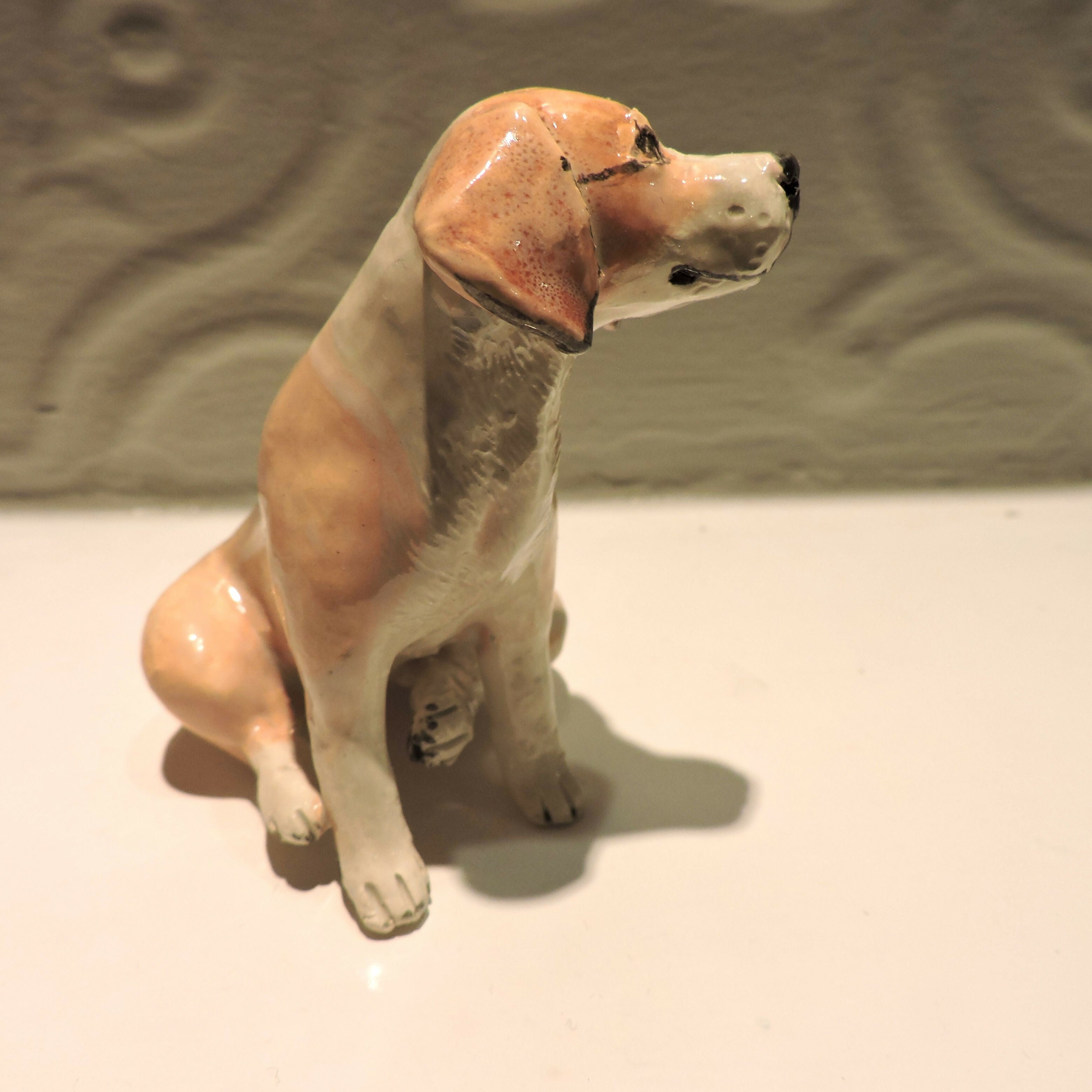 Ceramic Beagle dog sculpture