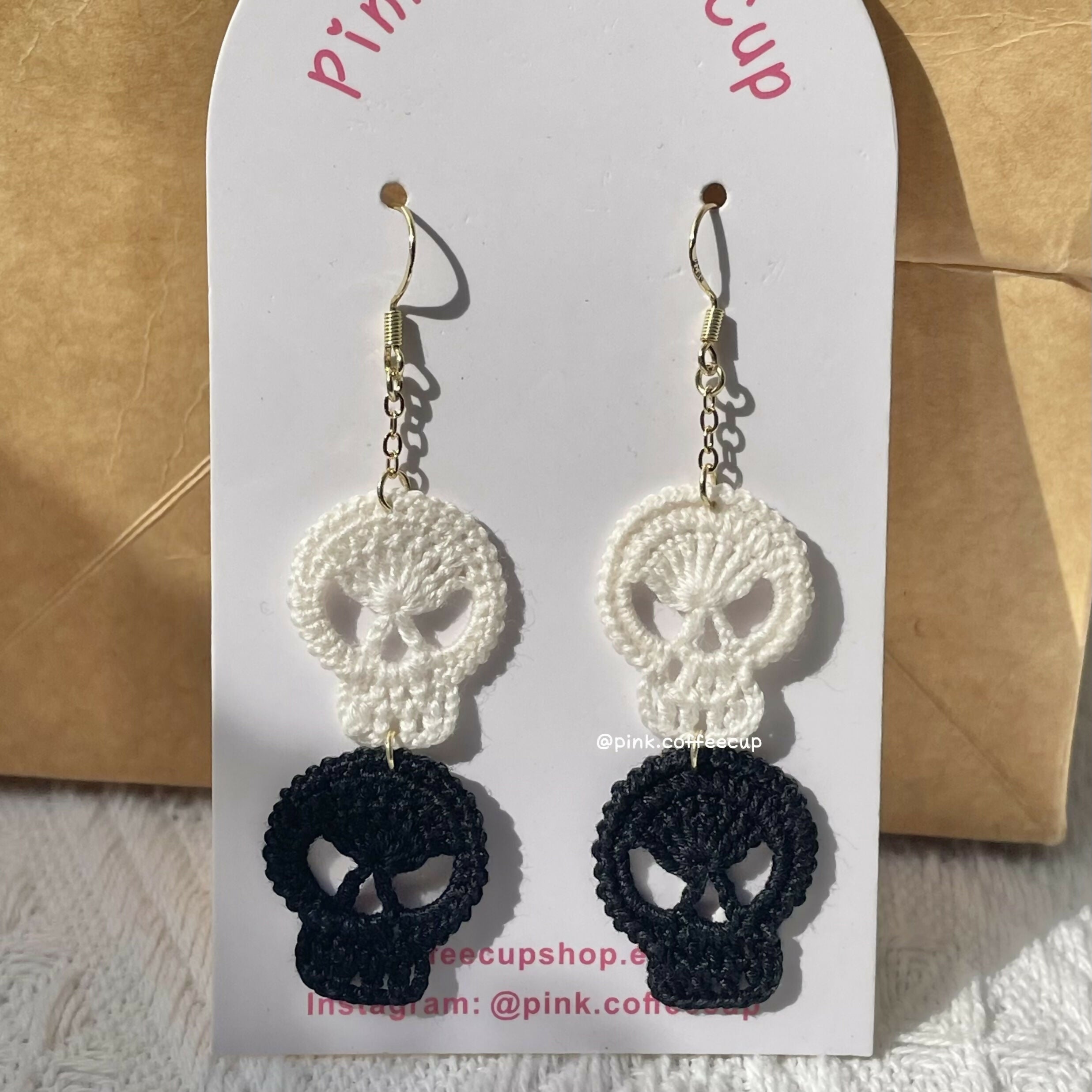 Micro Crochet Halloween Skulls Drop and Dangle Earrings